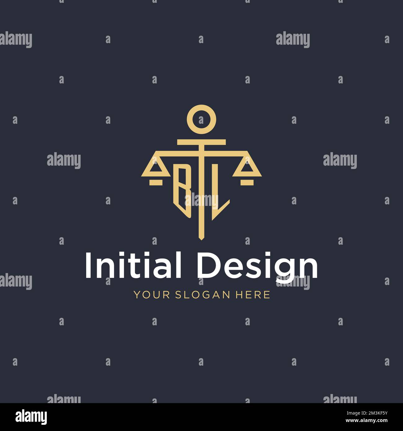 BL initial monogram logo with scale and pillar style design ideas Stock ...