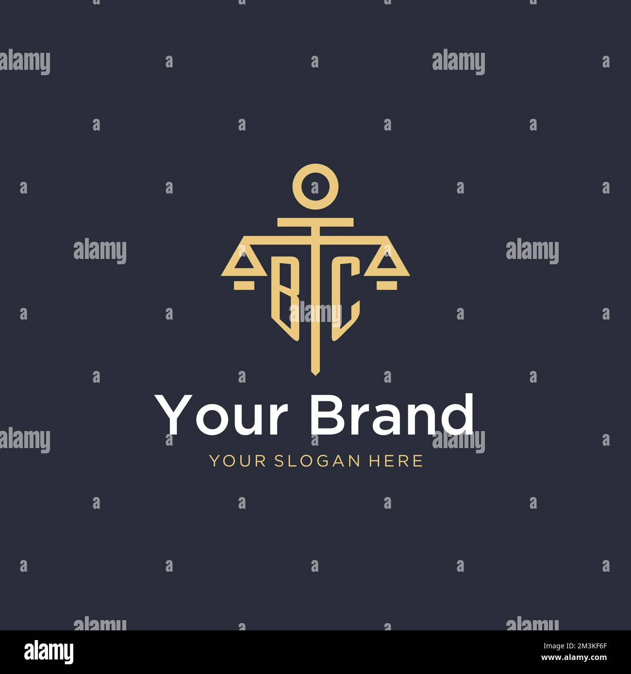BC initial monogram logo with scale and pillar style design ideas Stock ...
