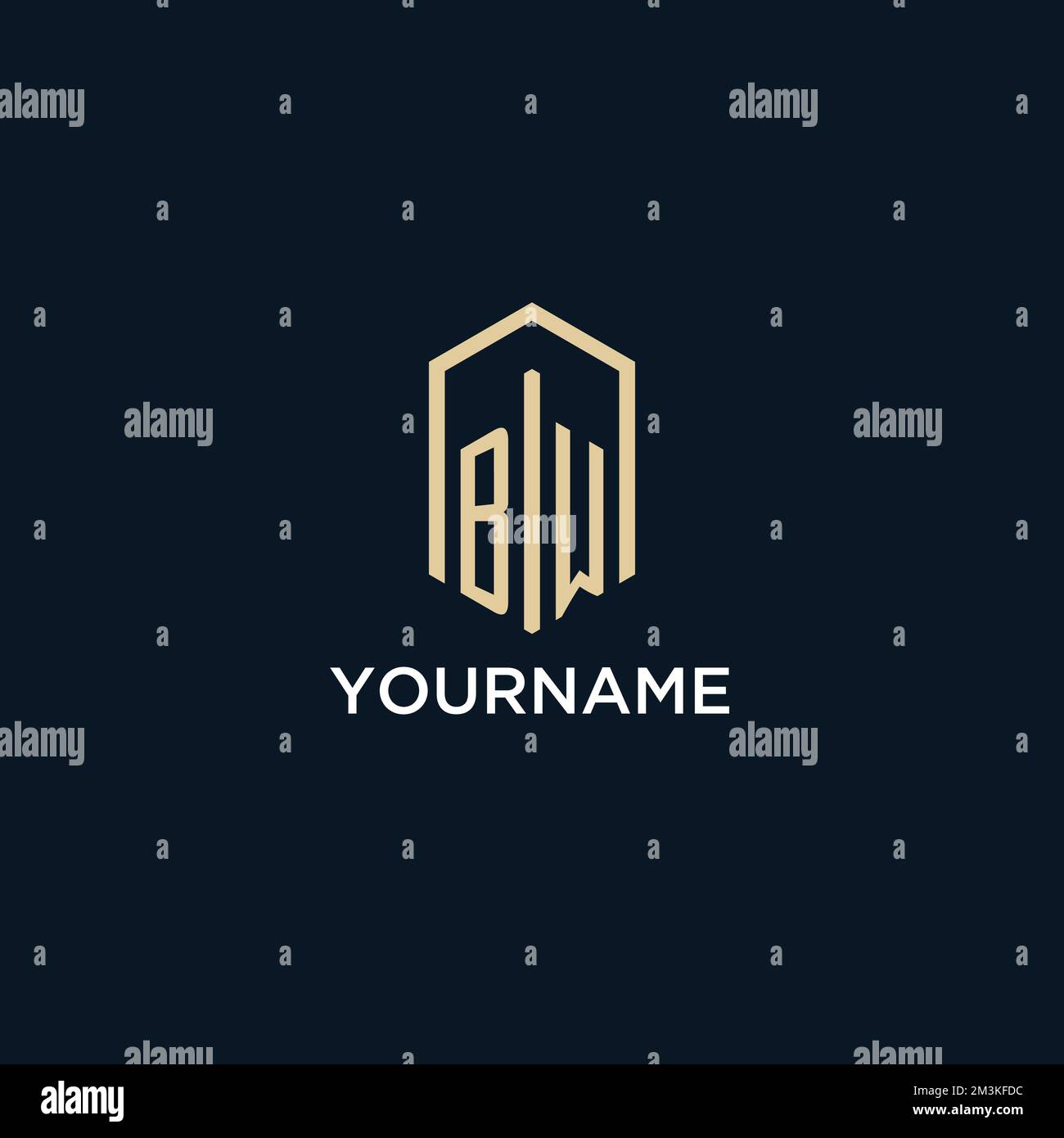 BW initial monogram logo with hexagonal shape style, real estate logo