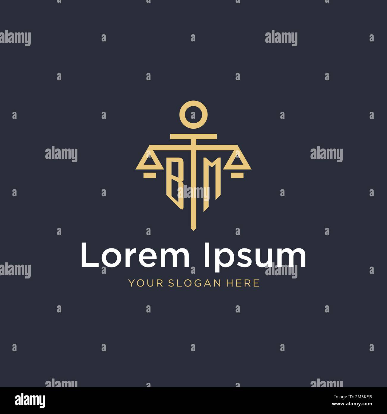 BM initial monogram logo with scale and pillar style design ideas Stock ...