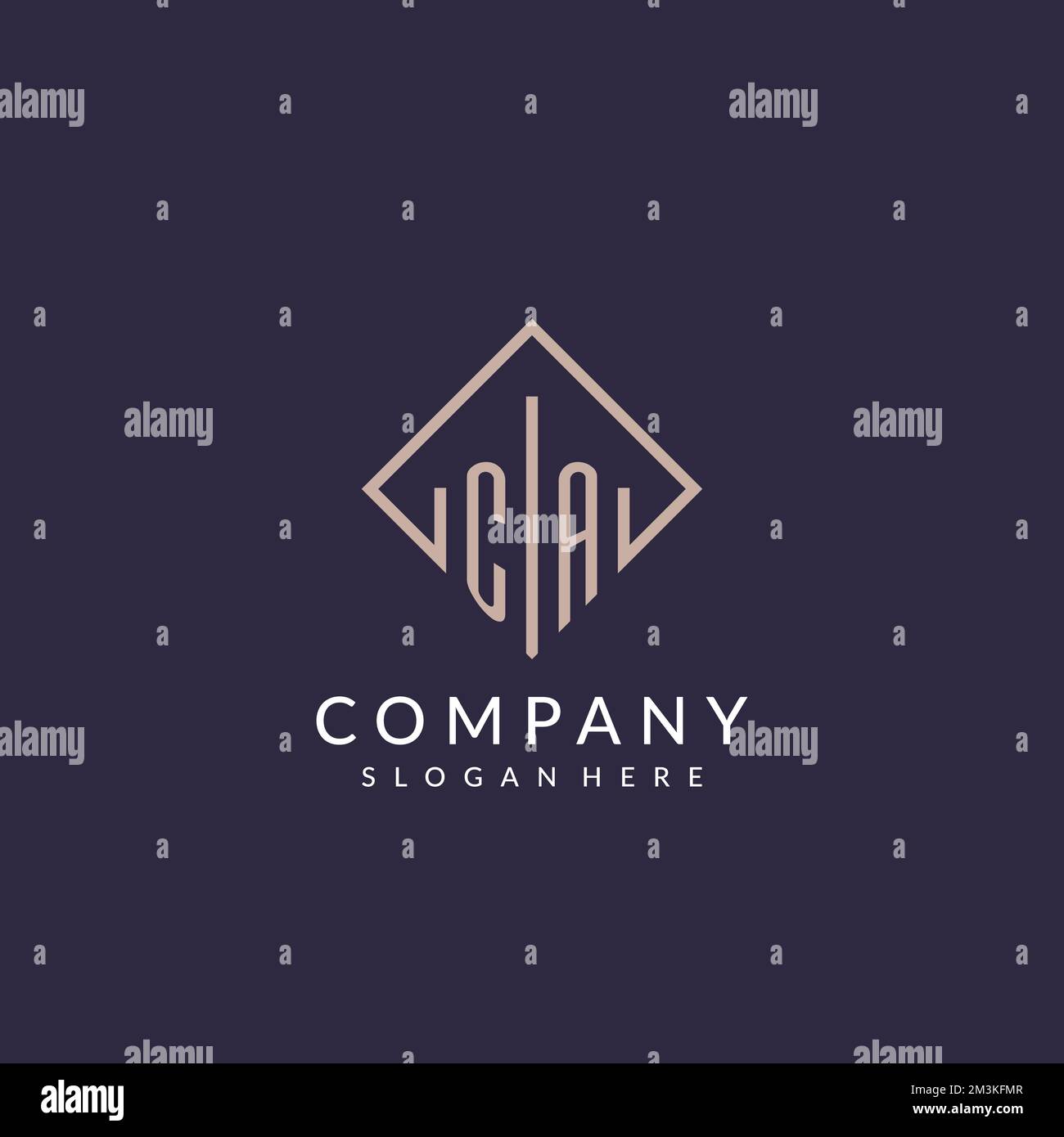 CA initial monogram logo with rectangle style design ideas Stock Vector