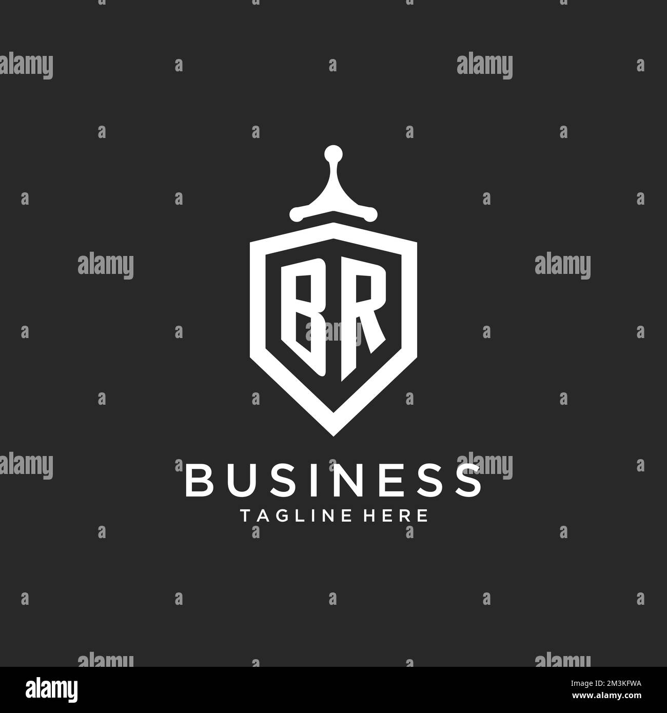 BR monogram logo initial with shield guard shape design ideas Stock Vector