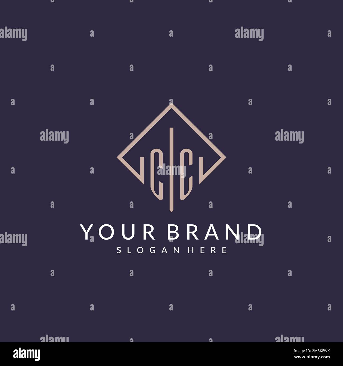 CC initial monogram logo with rectangle style design ideas Stock Vector