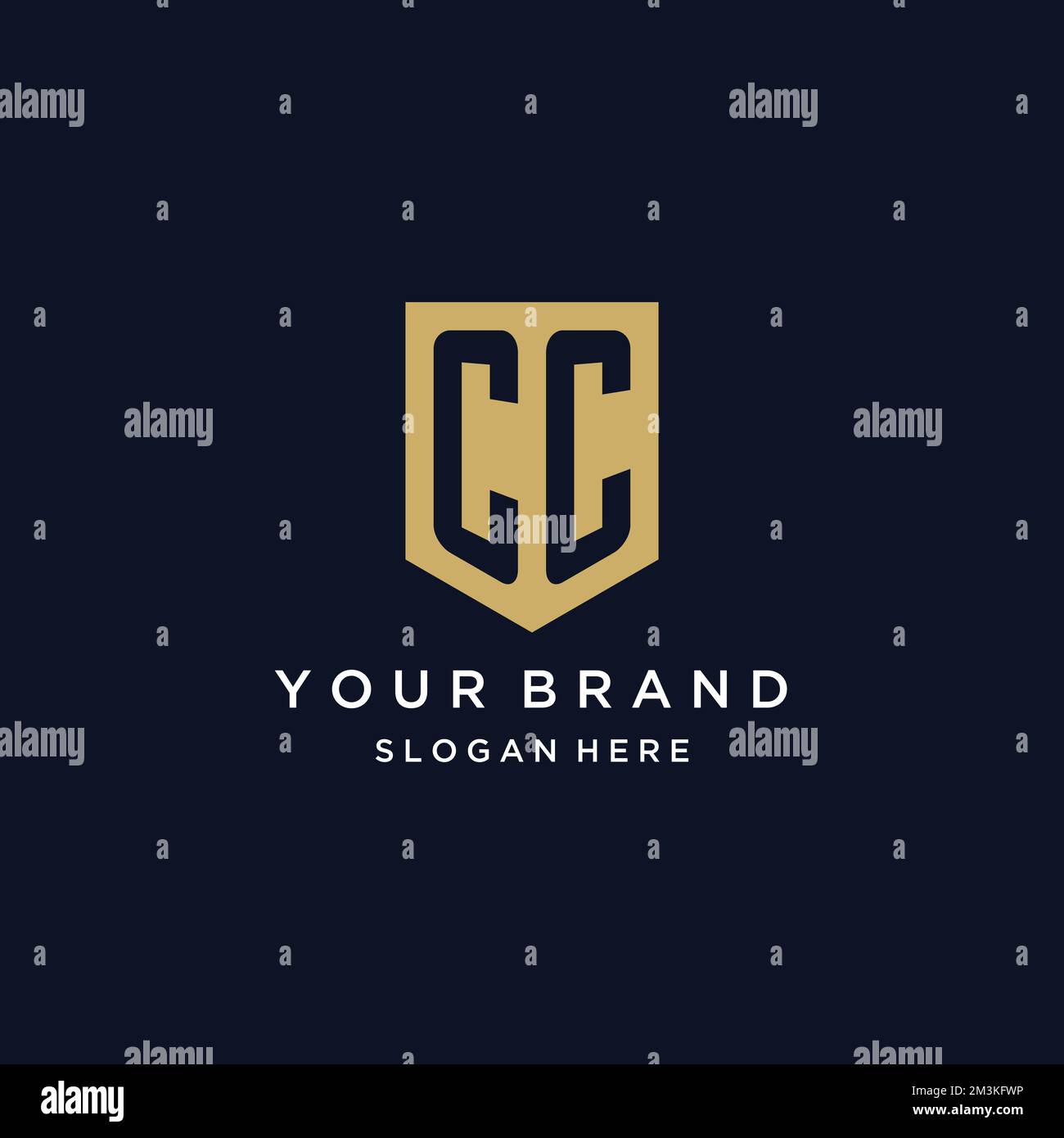 CC monogram initials logo design with shield icon template Stock Vector ...