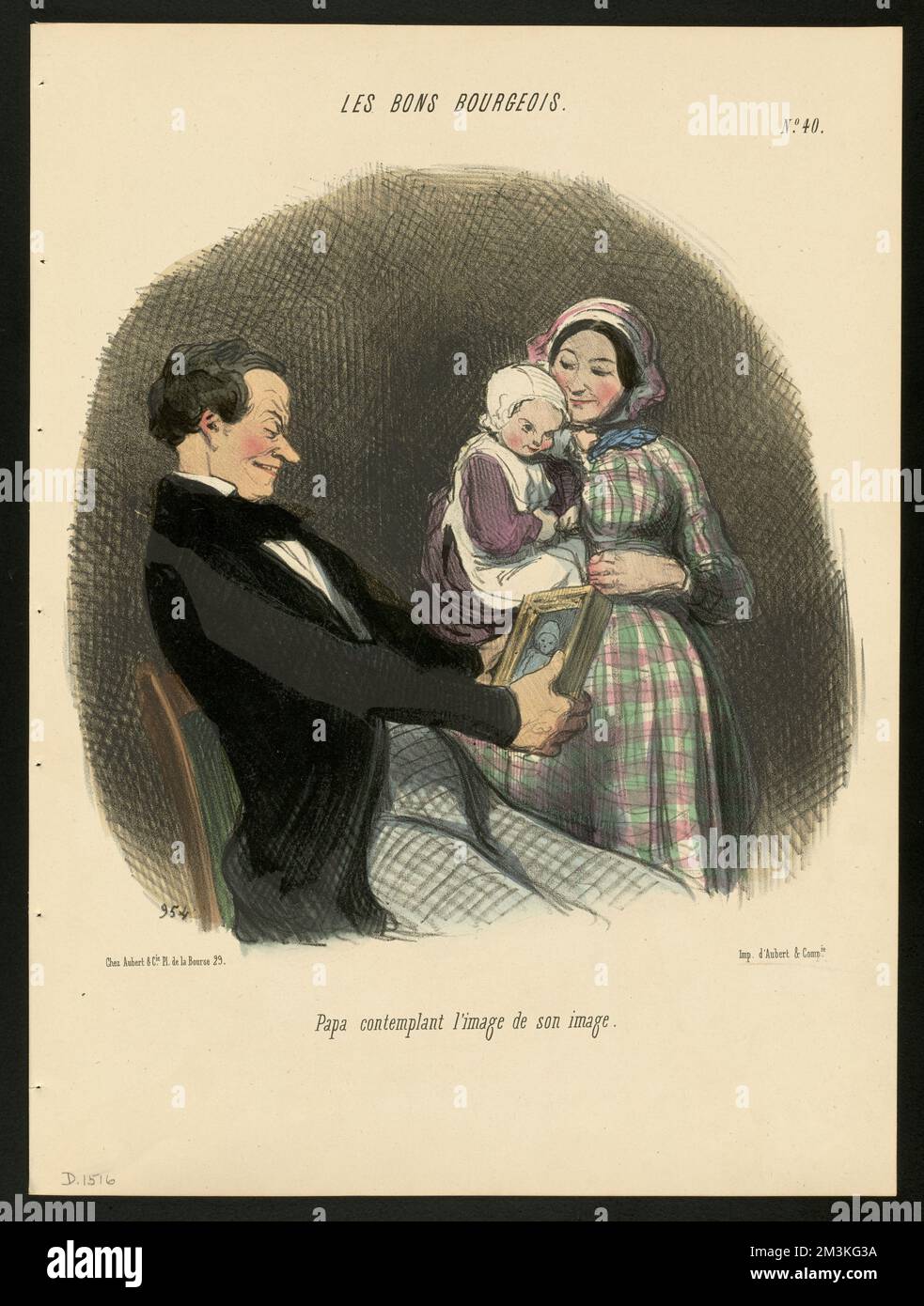 Papa contemplant l'image de son image. Honoré Daumier (1808-1879 ...