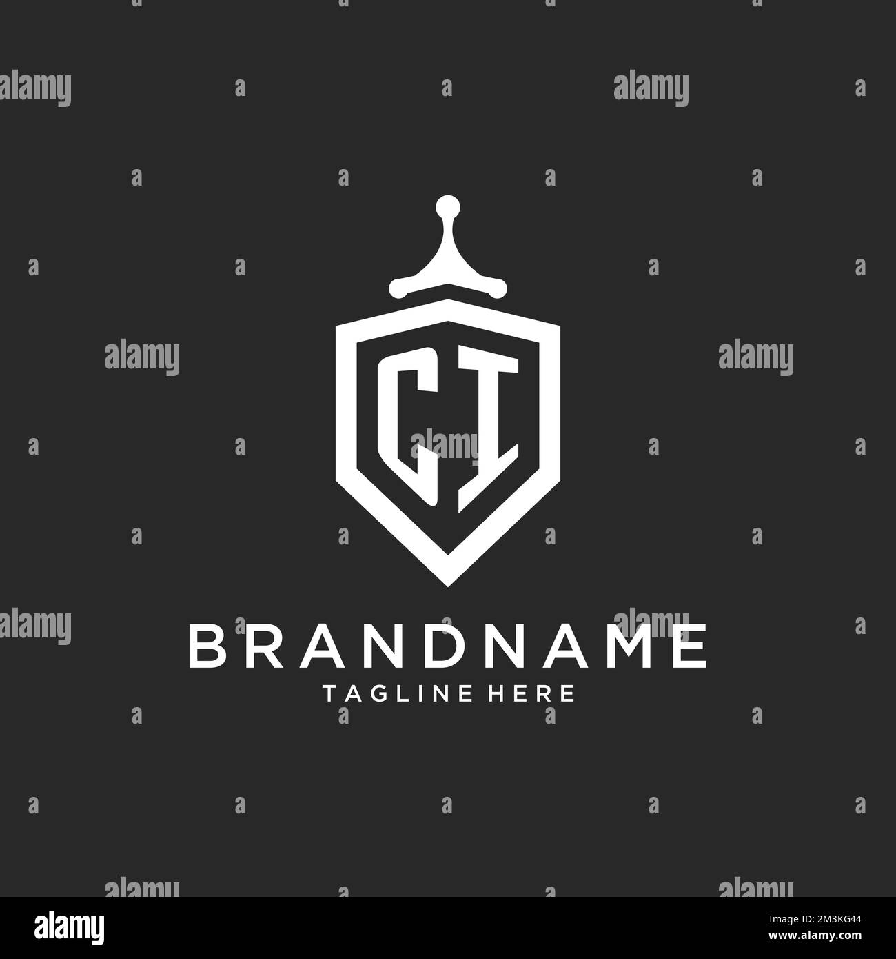 CI monogram logo initial with shield guard shape design ideas Stock ...