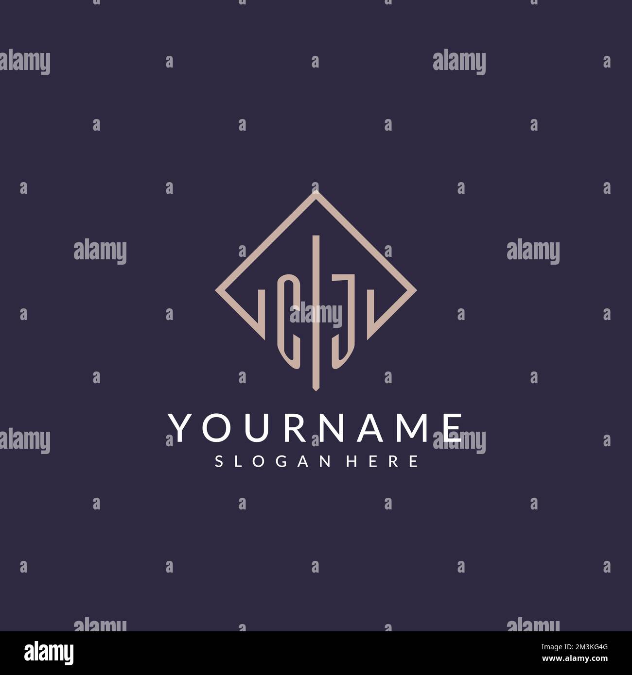 CJ initial monogram logo with rectangle style design ideas Stock Vector