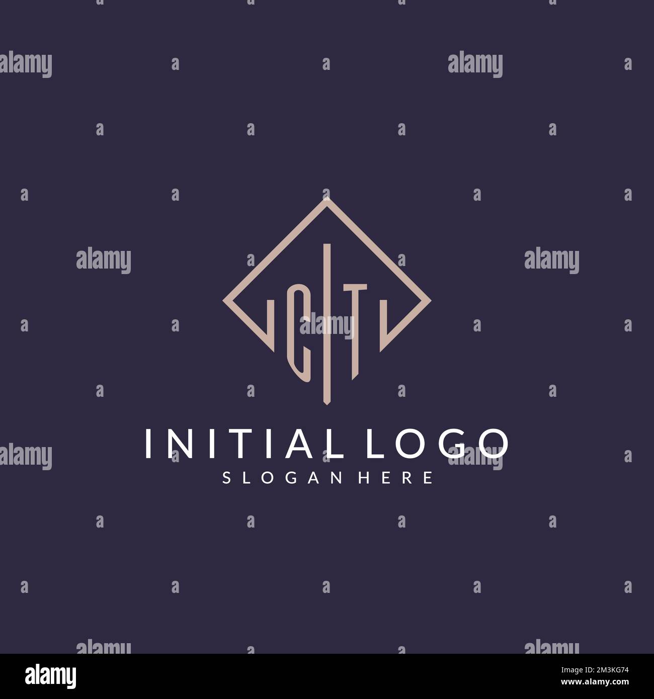 CT initial monogram logo with rectangle style design ideas Stock Vector