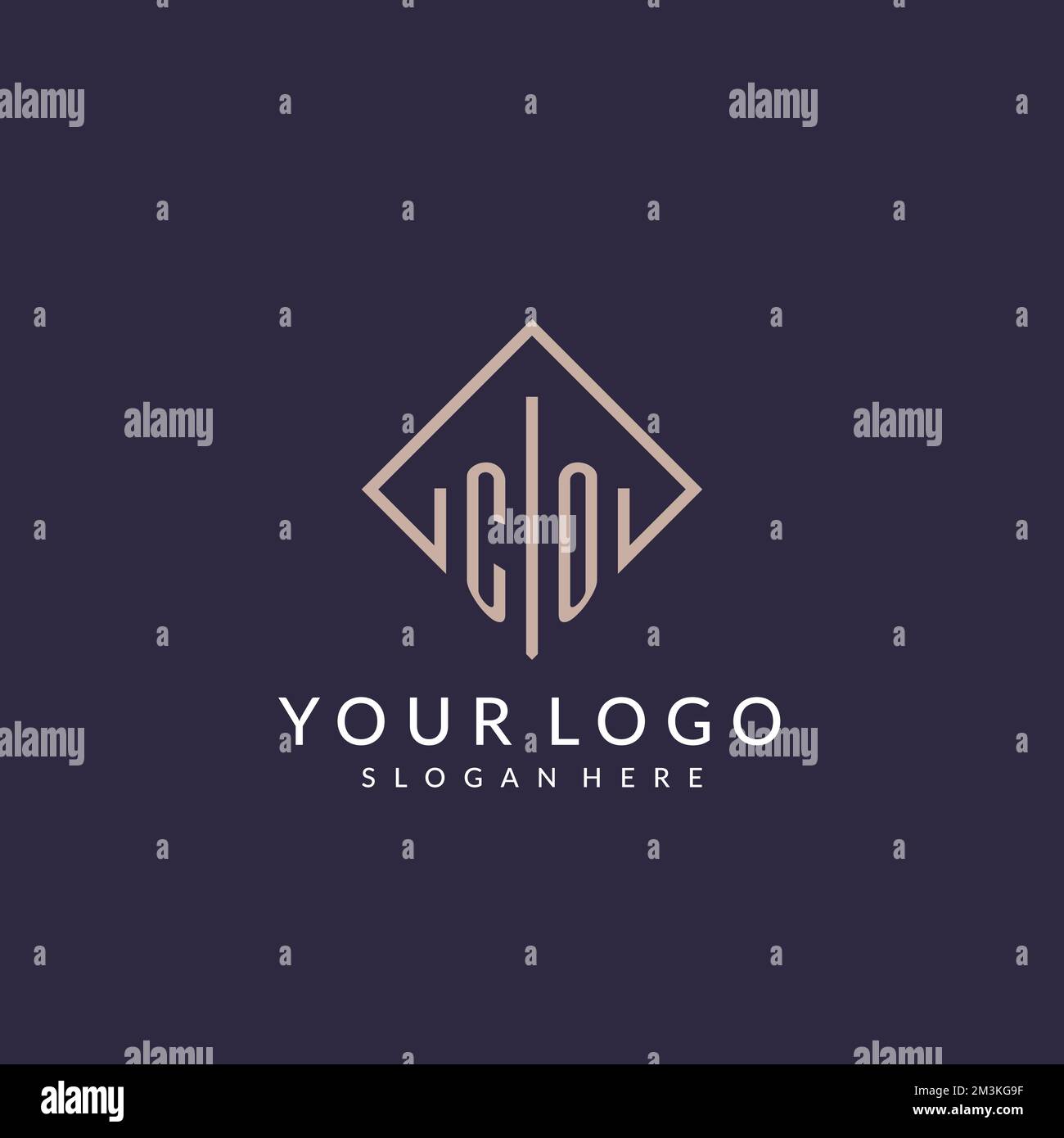 CO initial monogram logo with rectangle style design ideas Stock Vector