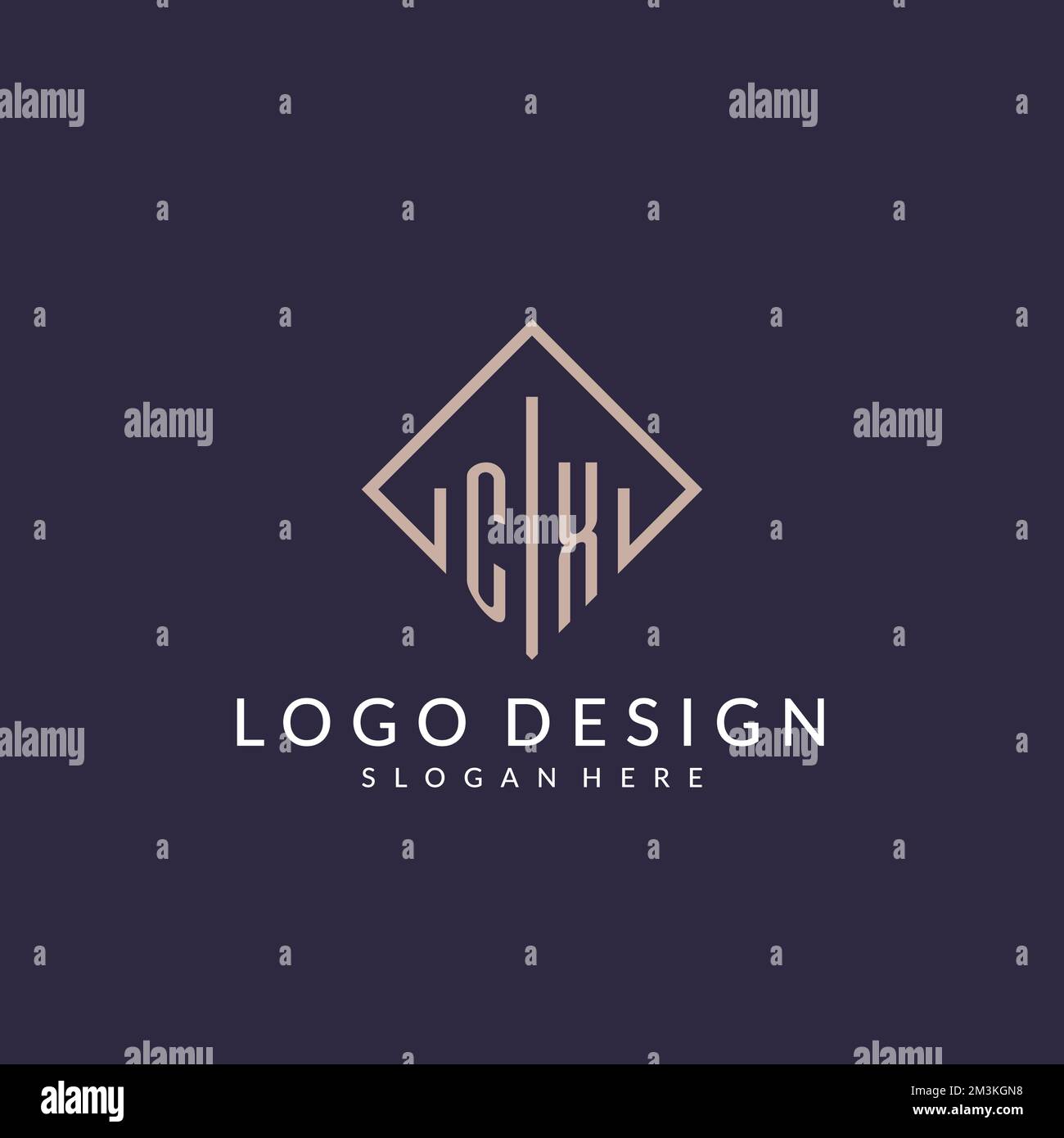 CX initial monogram logo with rectangle style design ideas Stock Vector