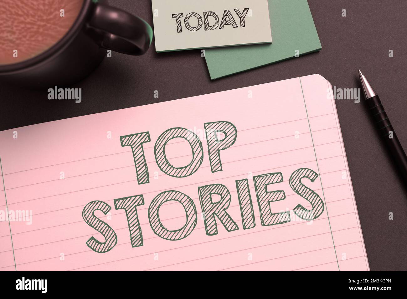 Sign displaying Top Stories. Conceptual photo Most read important news information messages Headlines Stock Photo