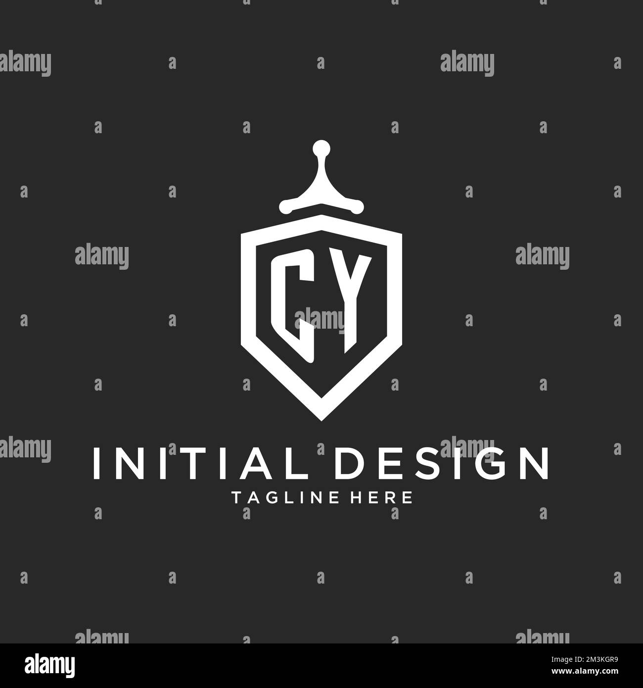 CY monogram logo initial with shield guard shape design ideas Stock Vector