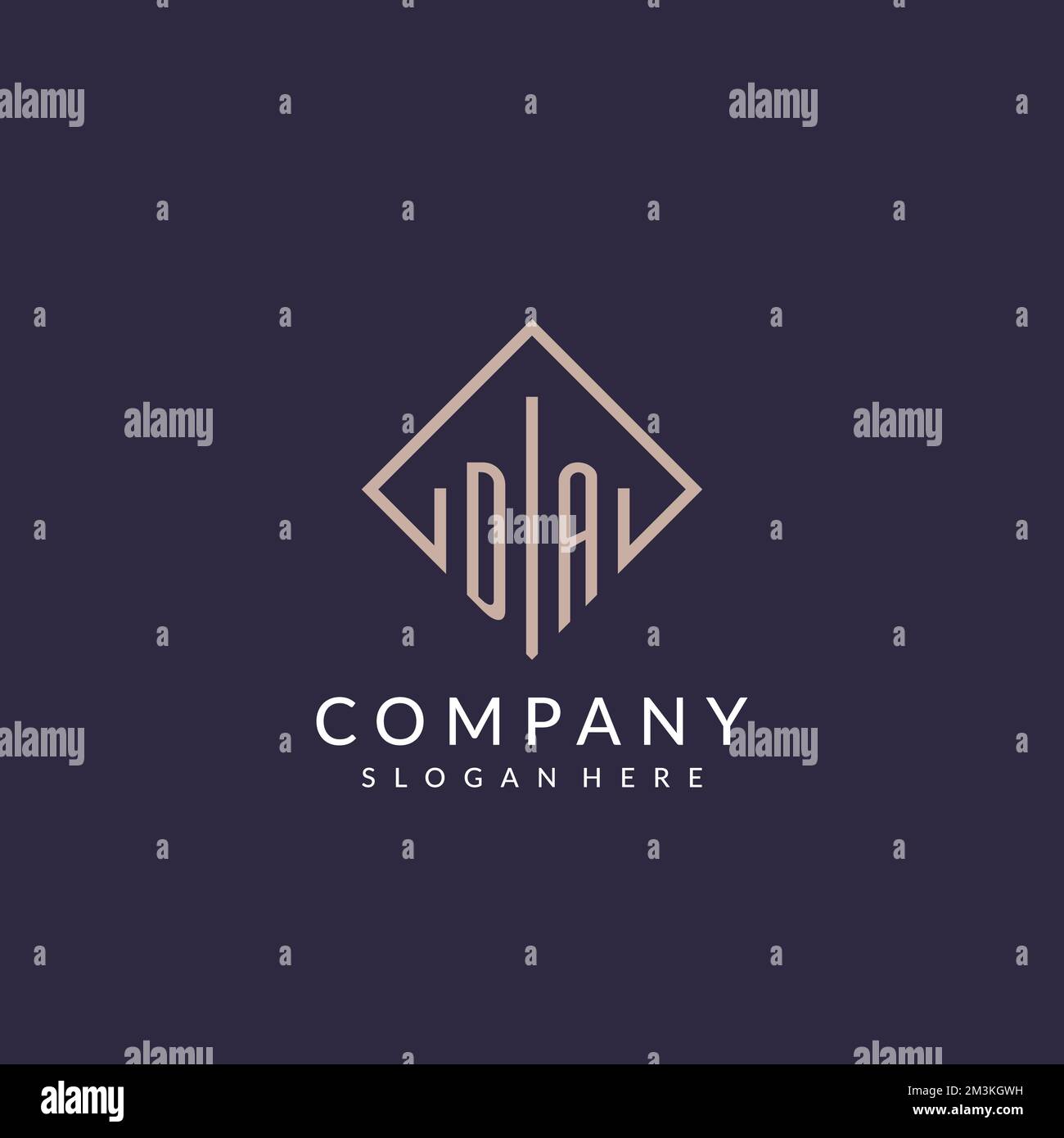 DA initial monogram logo with rectangle style design ideas Stock Vector