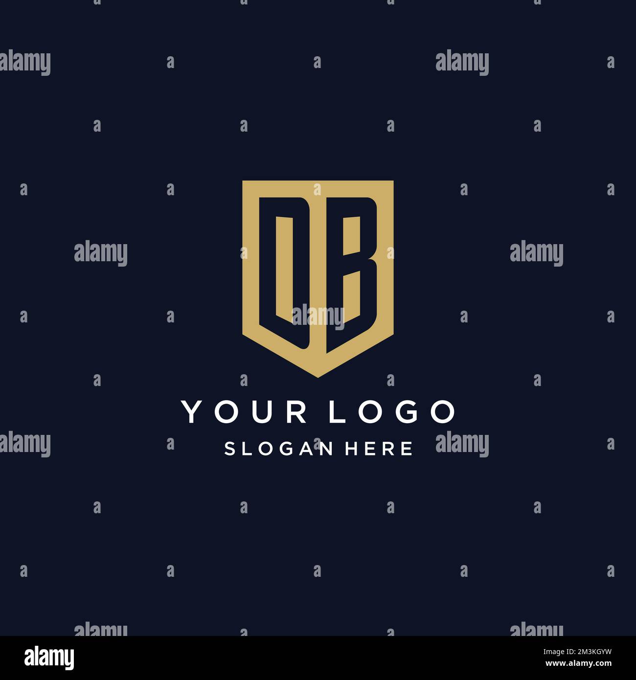 DB monogram initials logo design with shield icon template Stock Vector ...