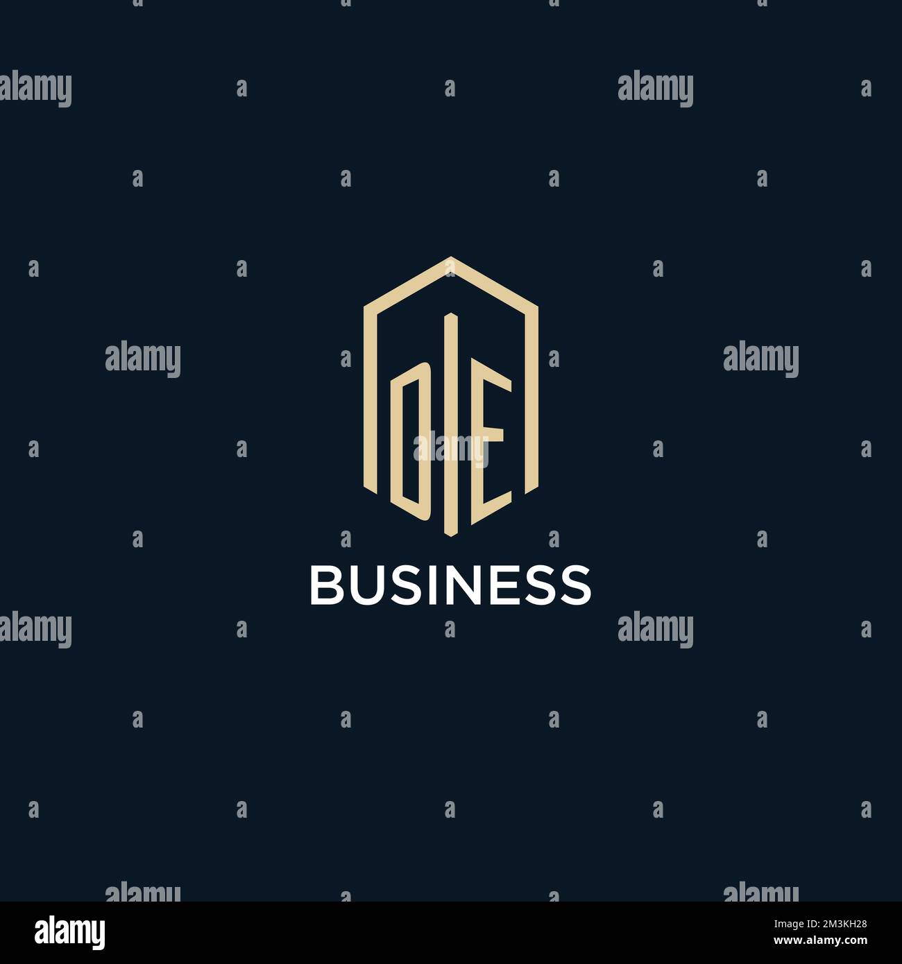 DE initial monogram logo with hexagonal shape style, real estate logo design ideas inspiration vector Stock Vector