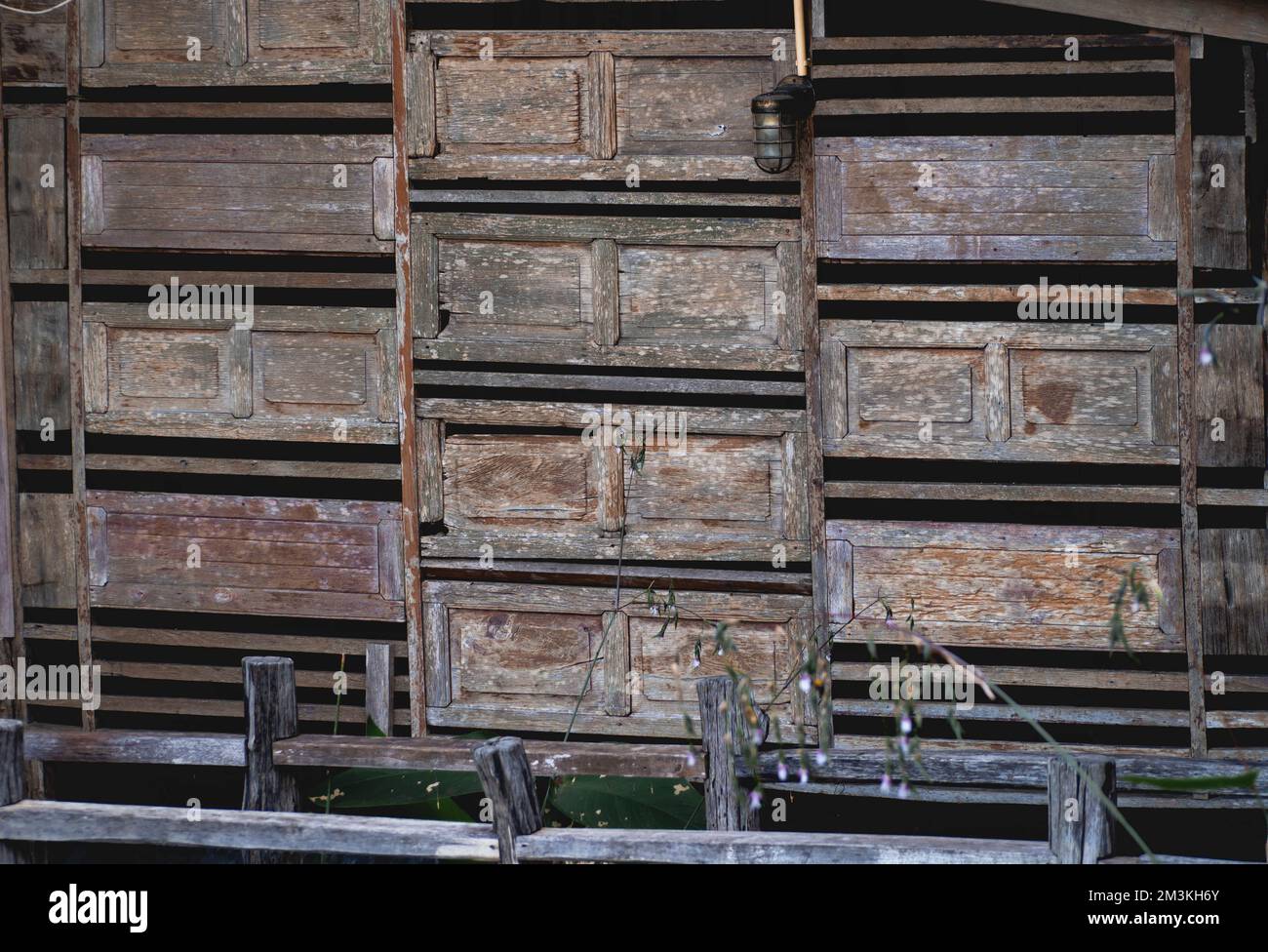 The walls were made of wooden windows Stock Photo Alamy