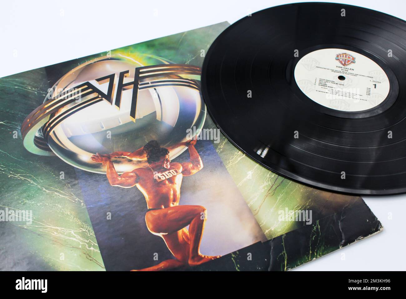 Hard rock, heavy metal and glam metal band, Van Halen music album on vinyl record LP disc.  Titled: 5150 Stock Photo