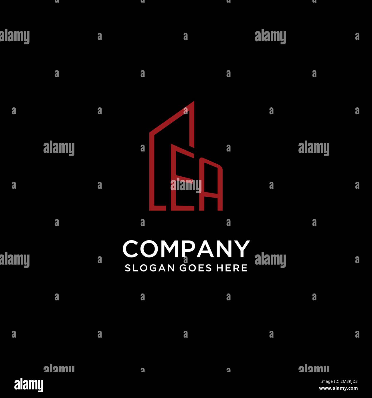 EA initial monogram with building logo design ideas Stock Vector