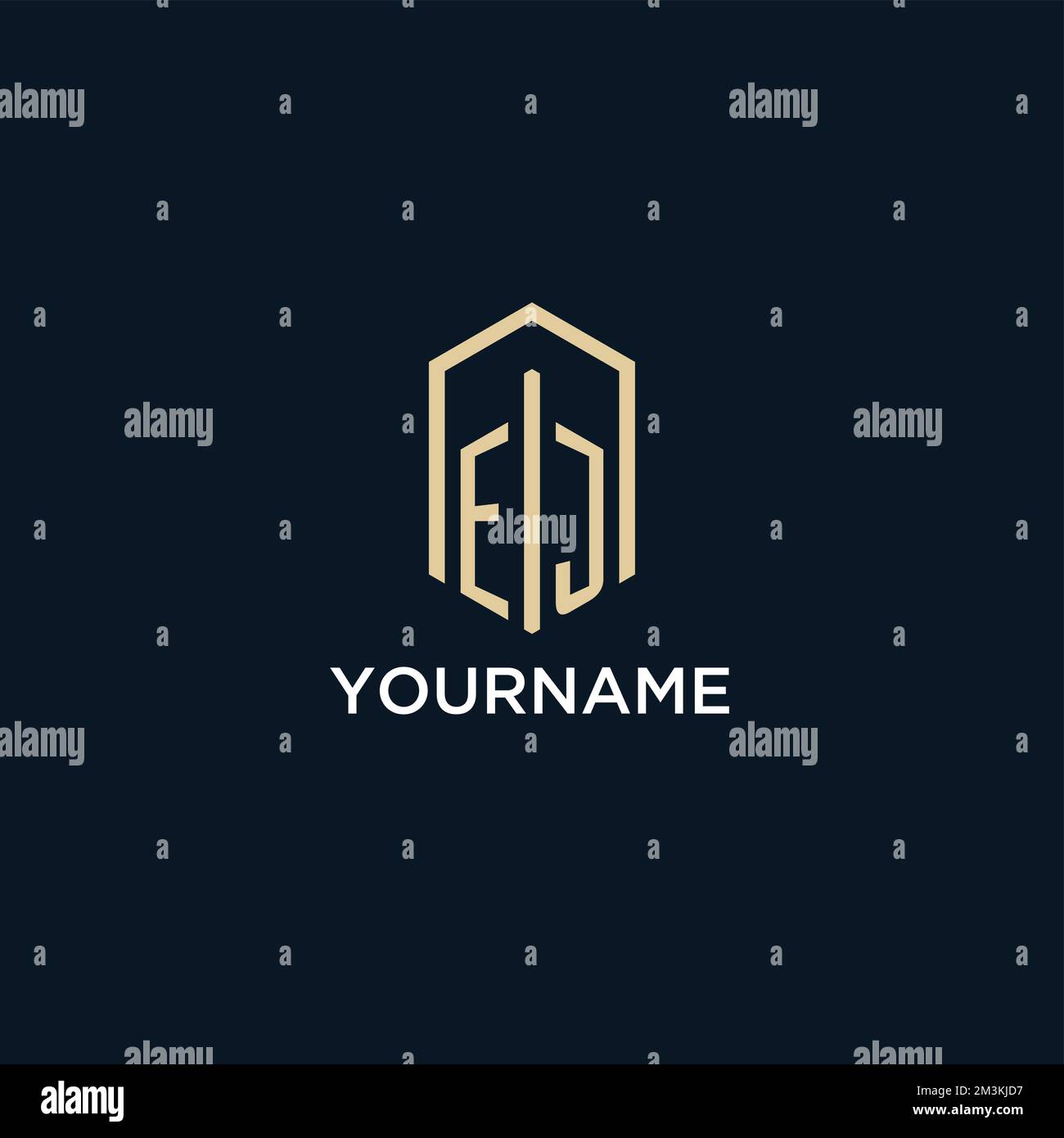 EJ initial monogram logo with hexagonal shape style, real estate logo design ideas inspiration vector Stock Vector