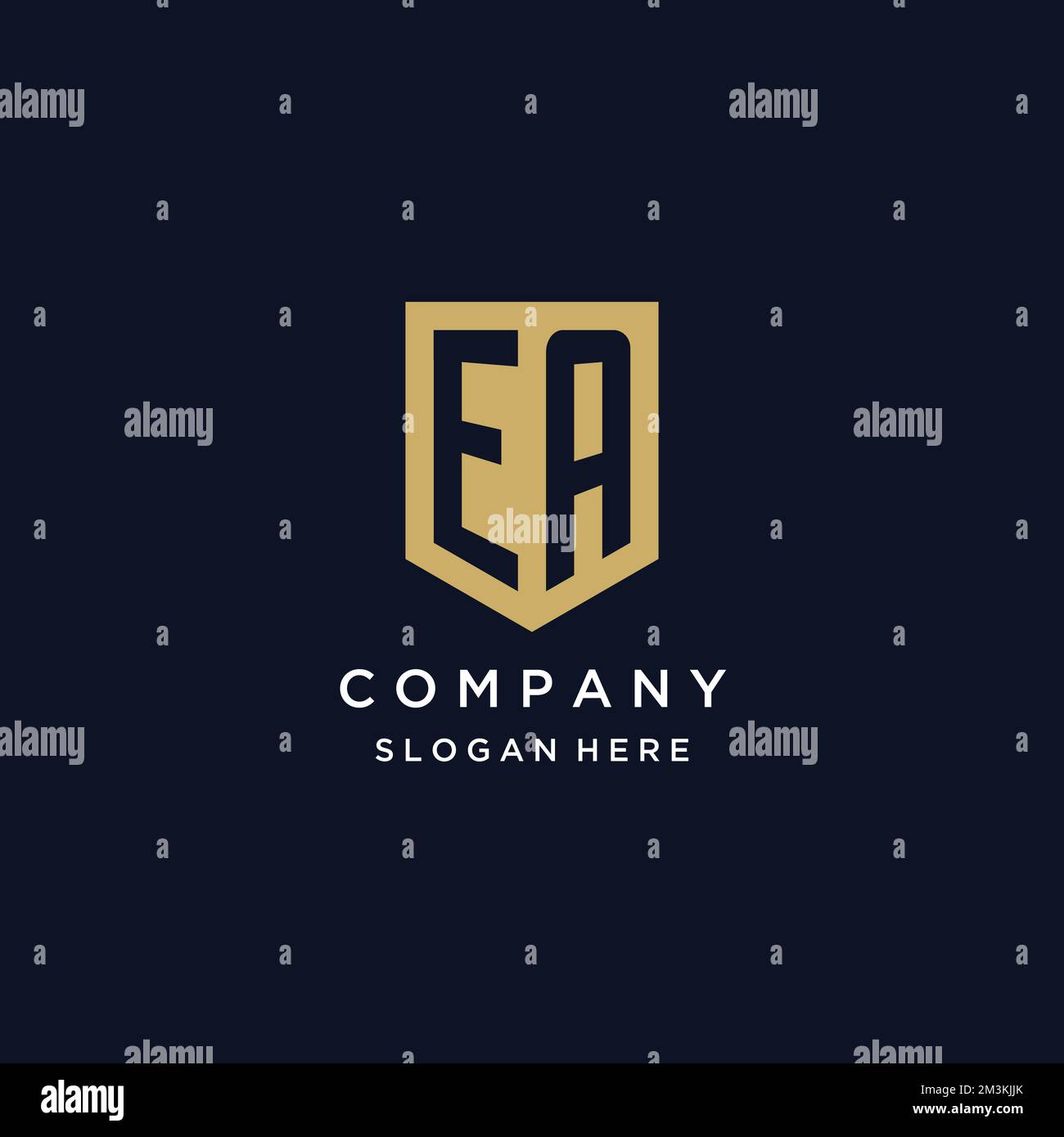 EA monogram initials logo design with shield icon template Stock Vector