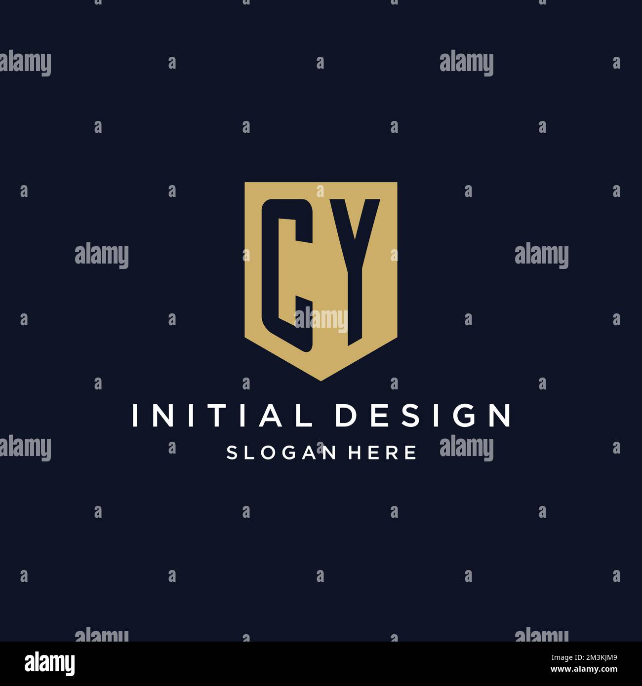 CY monogram initials logo design with shield icon template Stock Vector