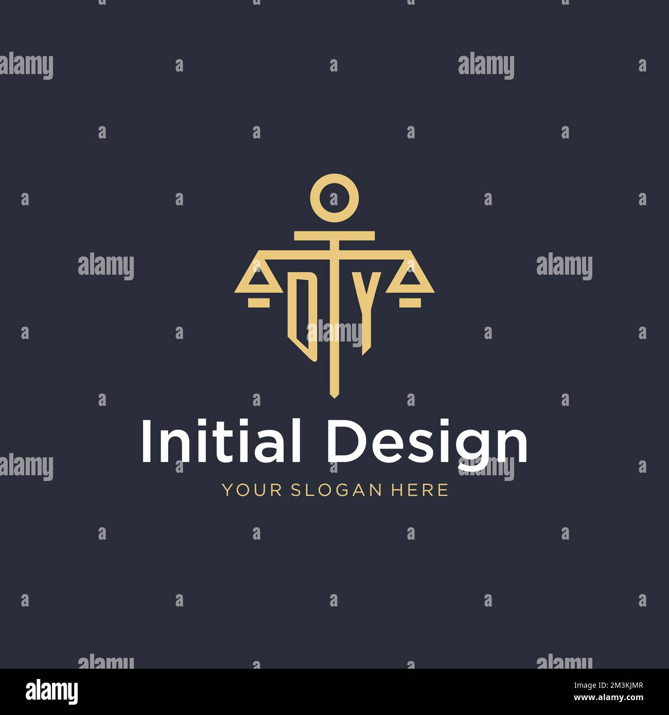 DY initial monogram logo with scale and pillar style design ideas Stock Vector