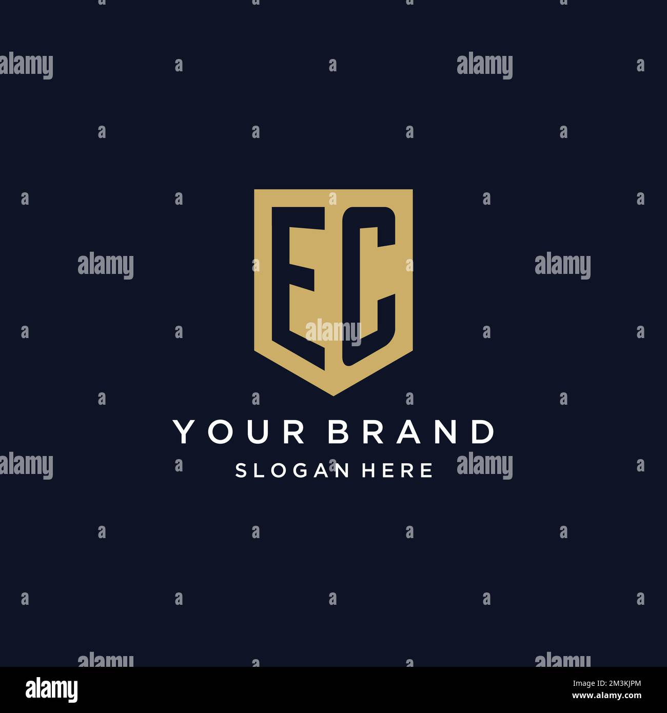 EC monogram initials logo design with shield icon template Stock Vector ...