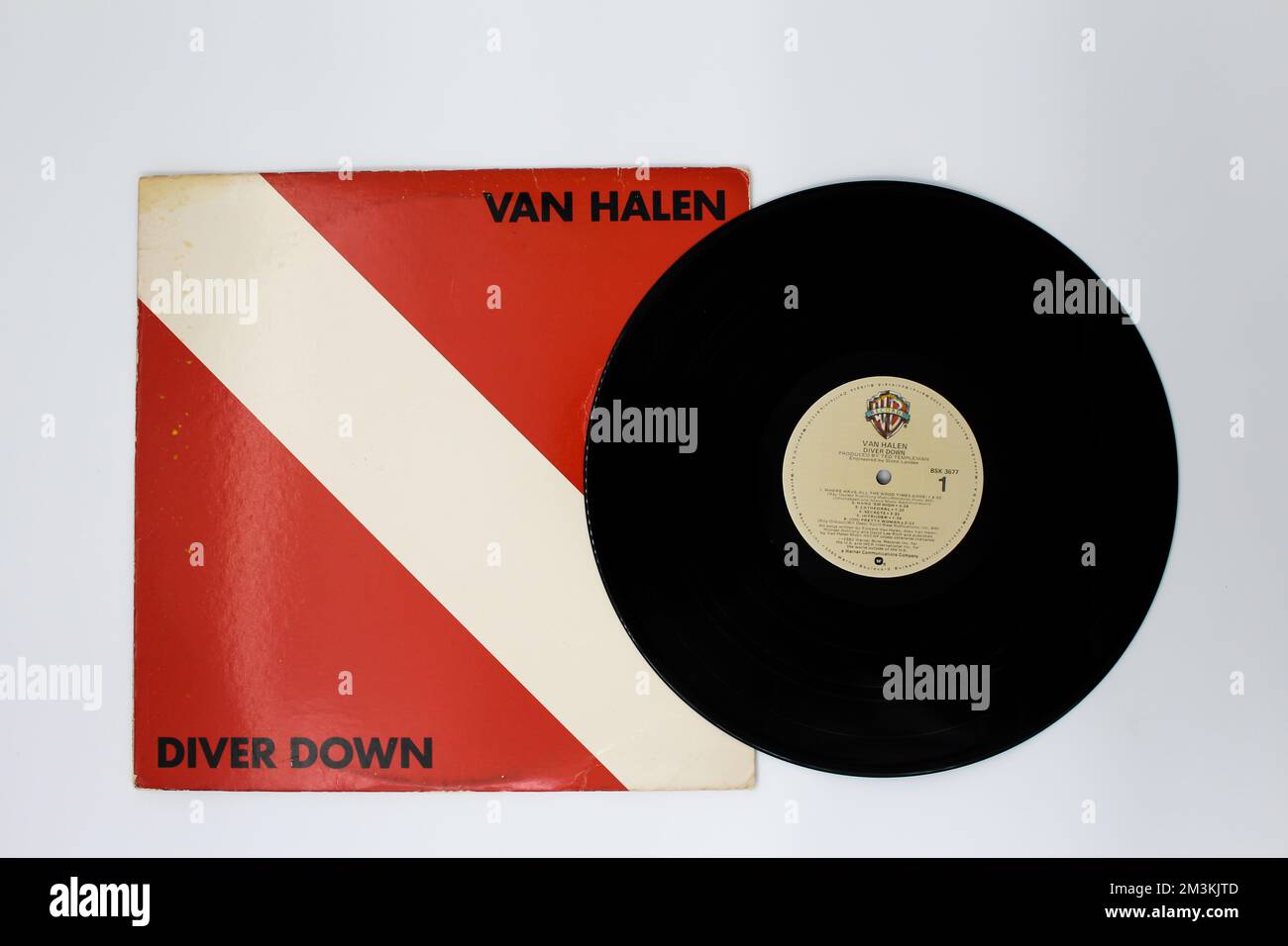 Hard rock, heavy metal and glam metal band, Van Halen music album on vinyl record LP disc. Titled: Diver Down album cover Stock Photo