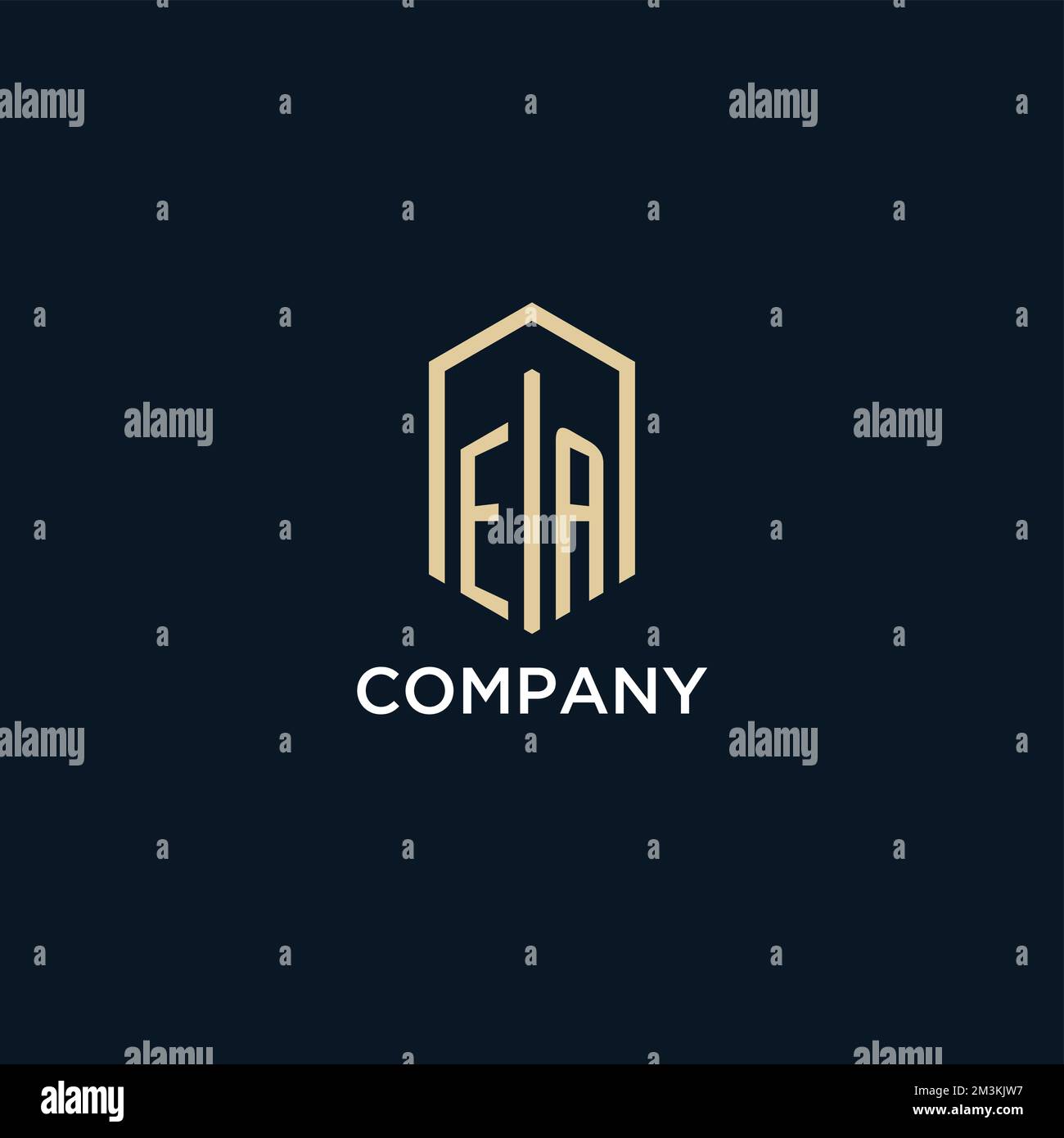 EA initial monogram logo with hexagonal shape style, real estate logo