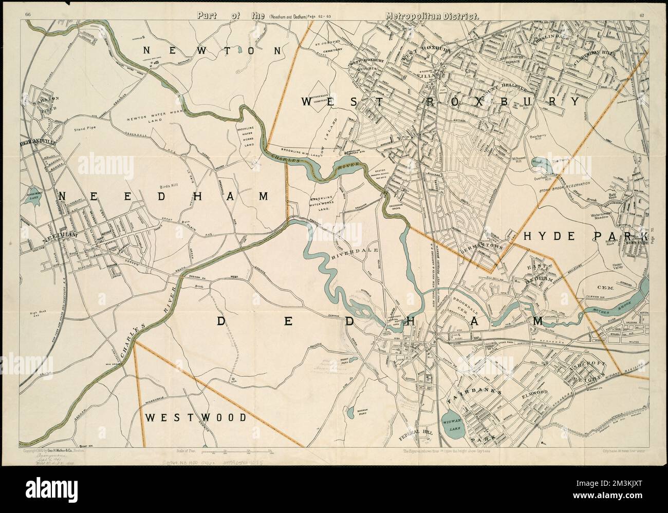Part of the metropolitan district , Needham Mass., Maps, Dedham Mass