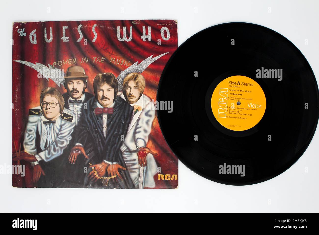 Psychedelic rock and hard rock band, The Guess Who music album on vinyl record LP disc. Titled: Power in the Music album cover. Stock Photo