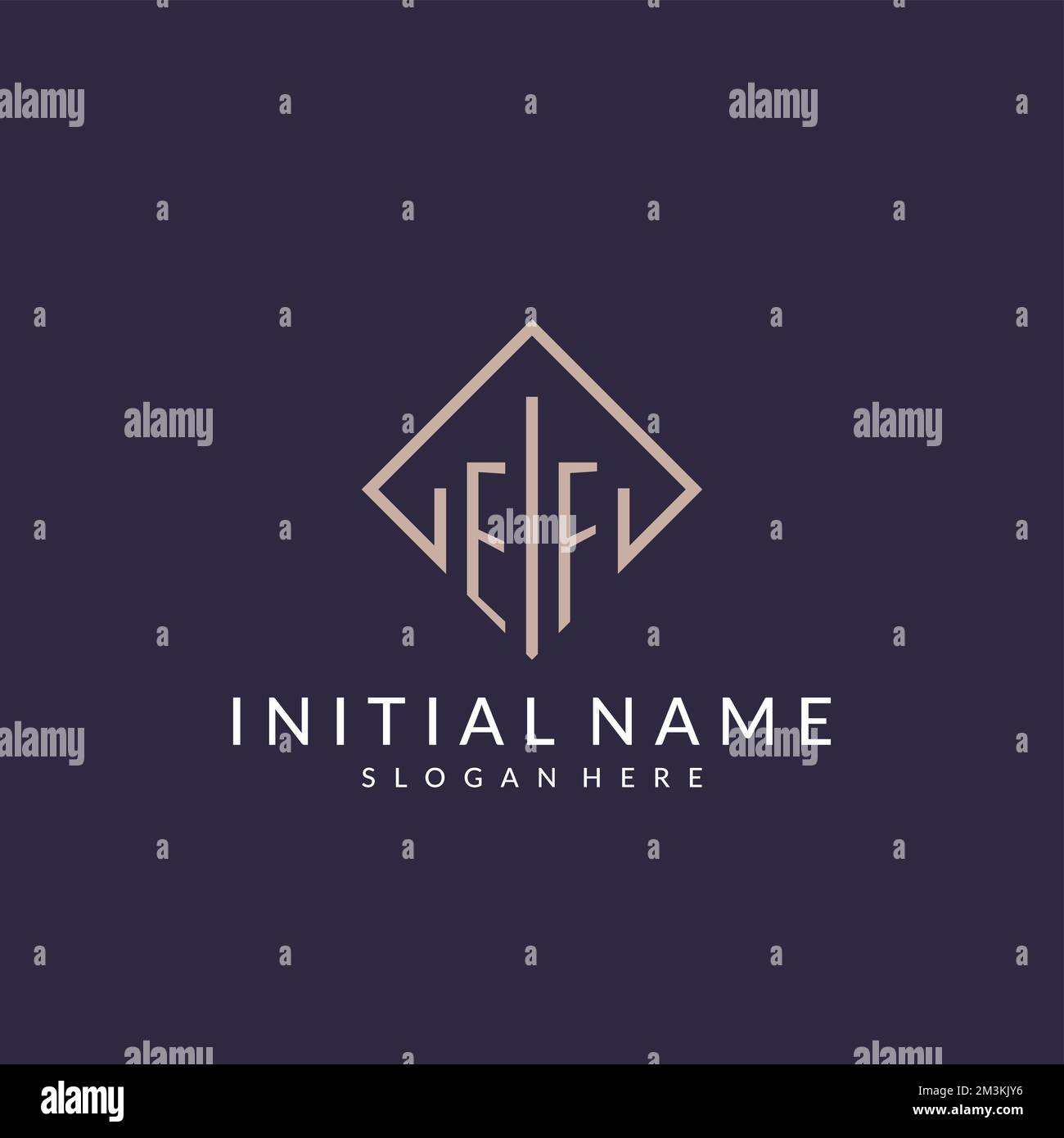 EF initial monogram logo with rectangle style design ideas Stock Vector