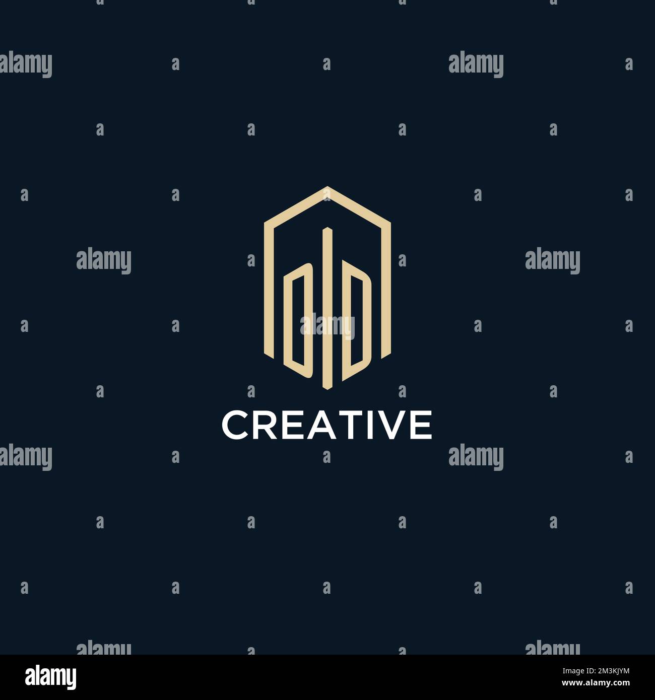 DD initial monogram logo with hexagonal shape style, real estate logo design ideas inspiration vector Stock Vector