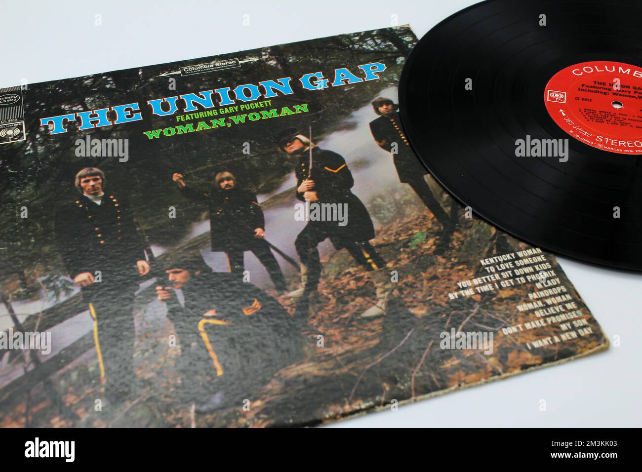 Woman, Woman is the Gold-selling debut album by Gary Puckett and The Union Gap, on vinyl record LP disc. Stock Photo