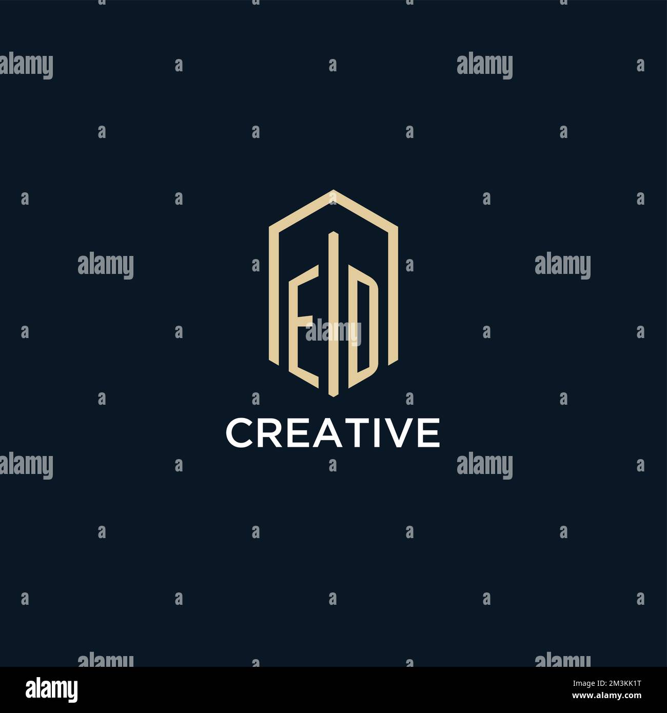 ED initial monogram logo with hexagonal shape style, real estate logo design ideas inspiration vector Stock Vector
