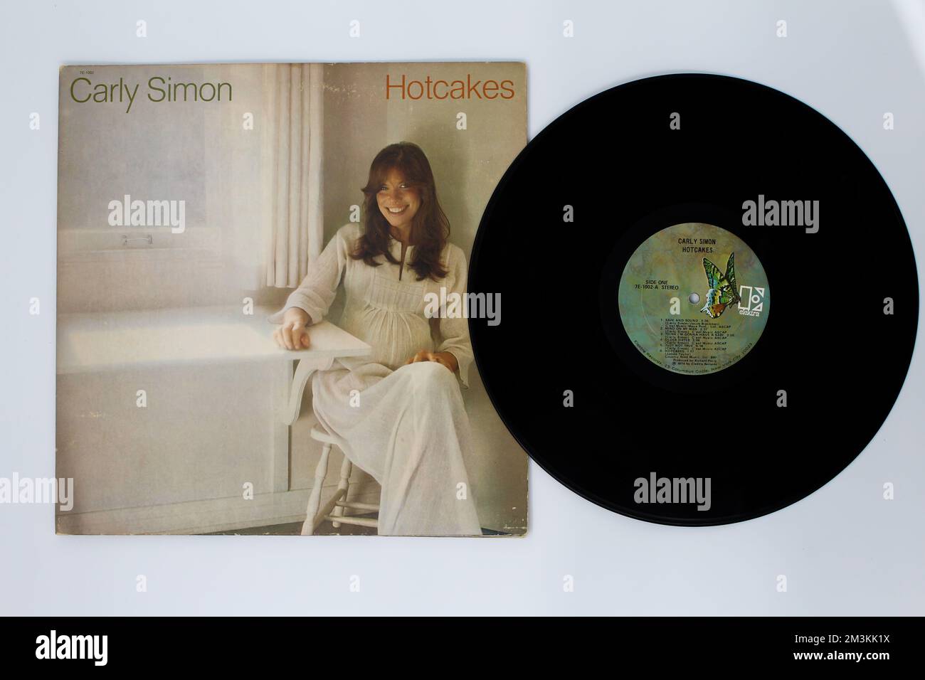 Pop rock artist, Carly Simon music album on vinyl record LP disc. Titled: Hotcakes, album cover Stock Photo