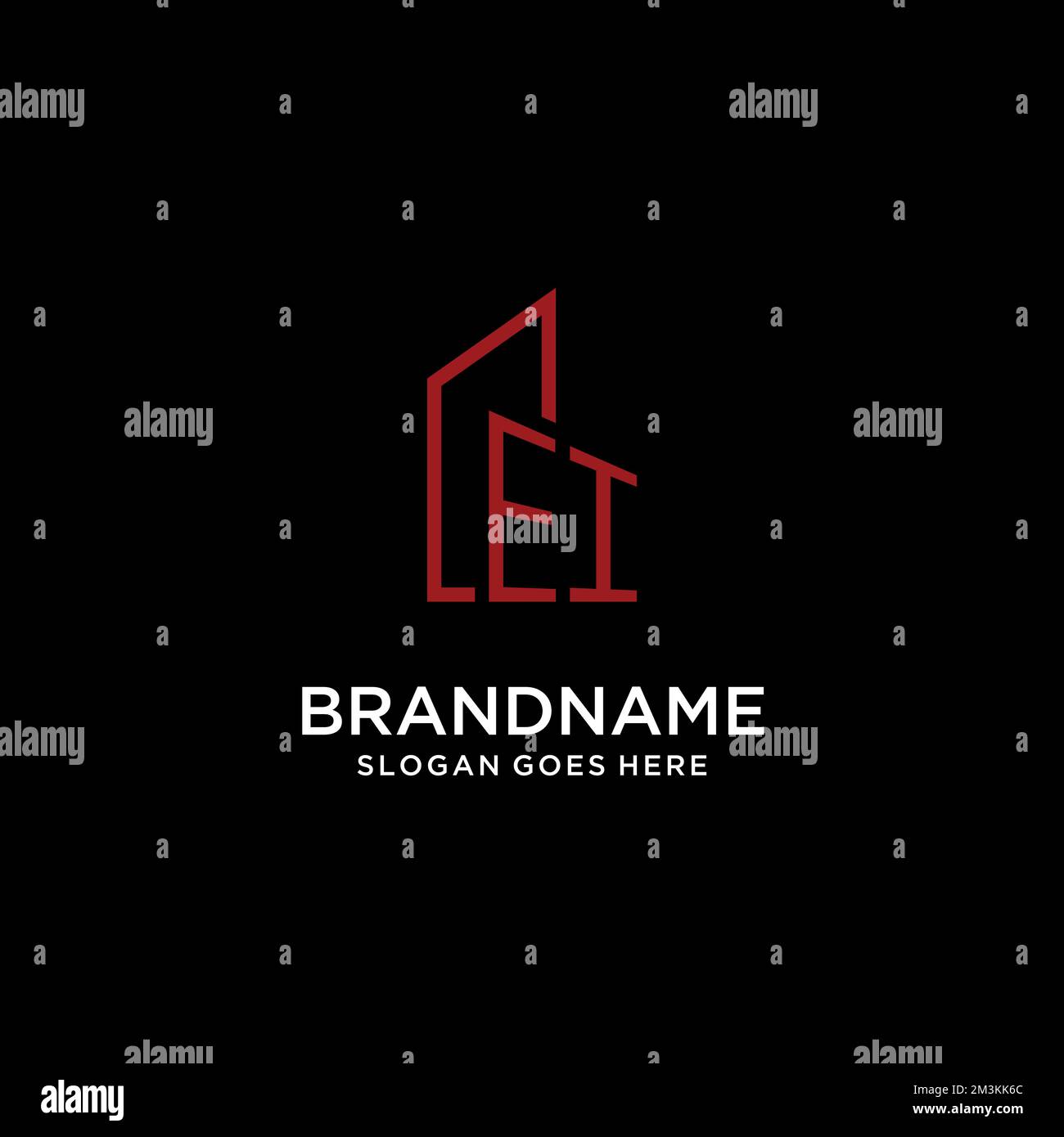 EI initial monogram with building logo design ideas Stock Vector