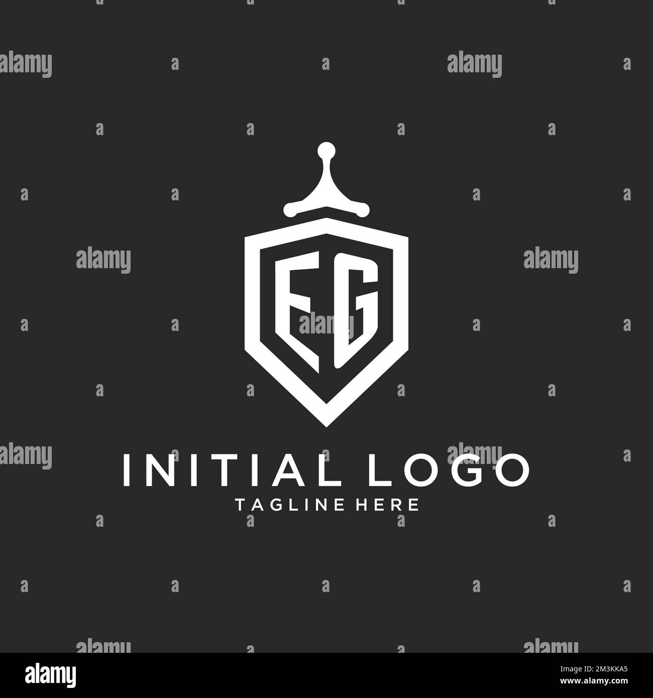 EG monogram logo initial with shield guard shape design ideas Stock Vector