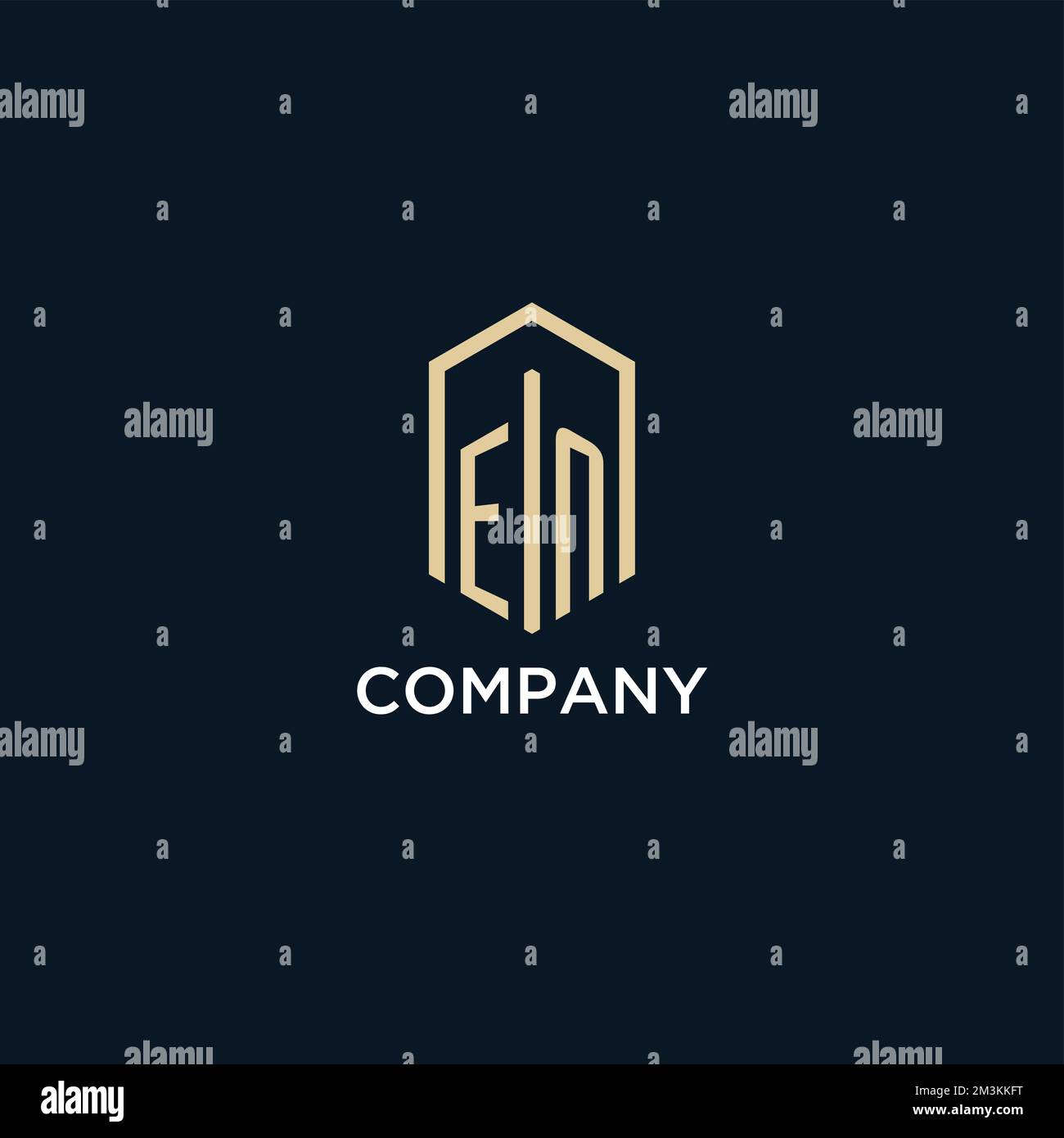EN initial monogram logo with hexagonal shape style, real estate logo ...