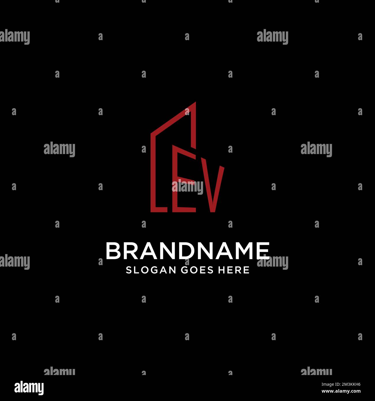 EV initial monogram with building logo design ideas Stock Vector