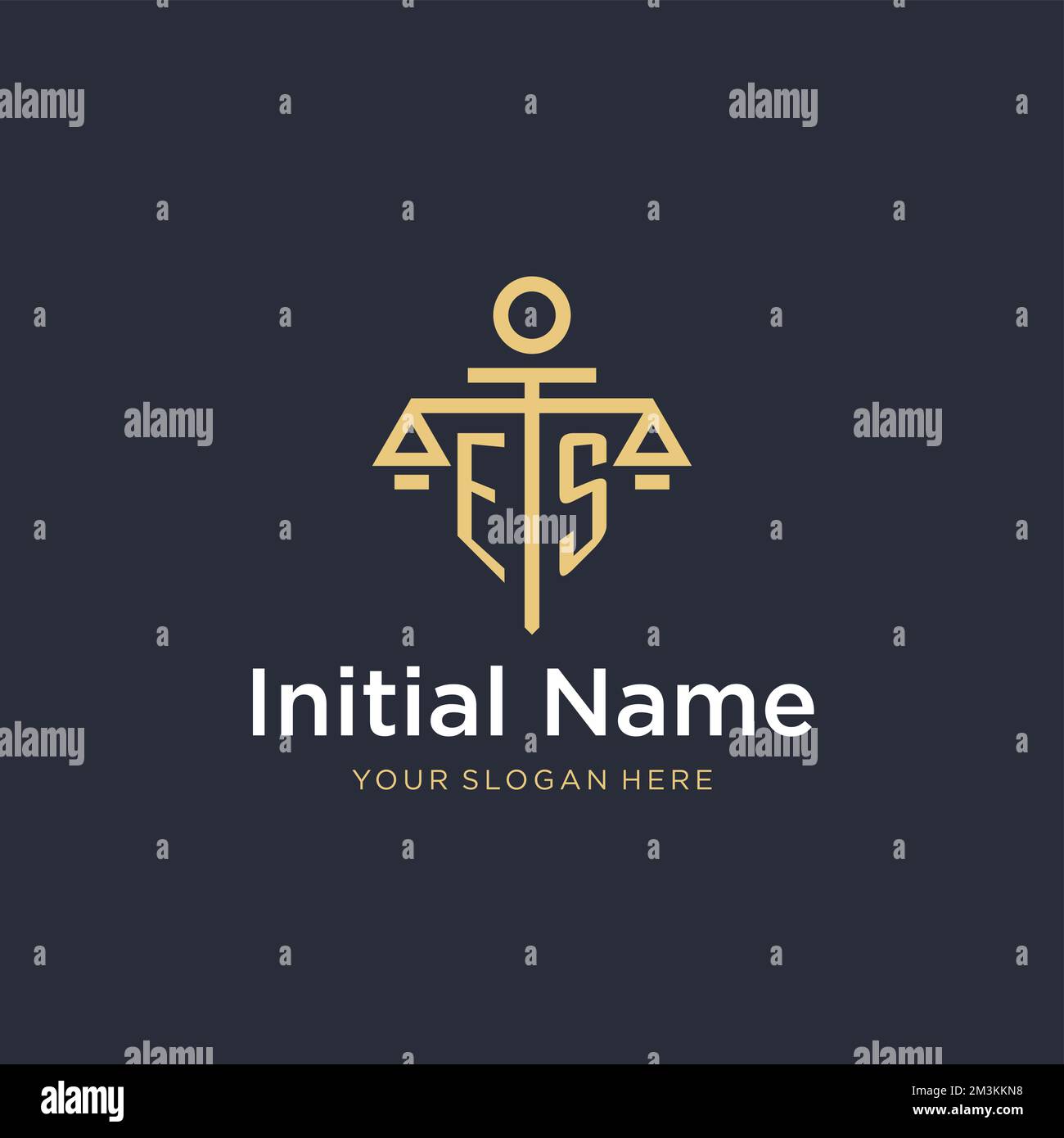 ES initial monogram logo with scale and pillar style design ideas Stock Vector
