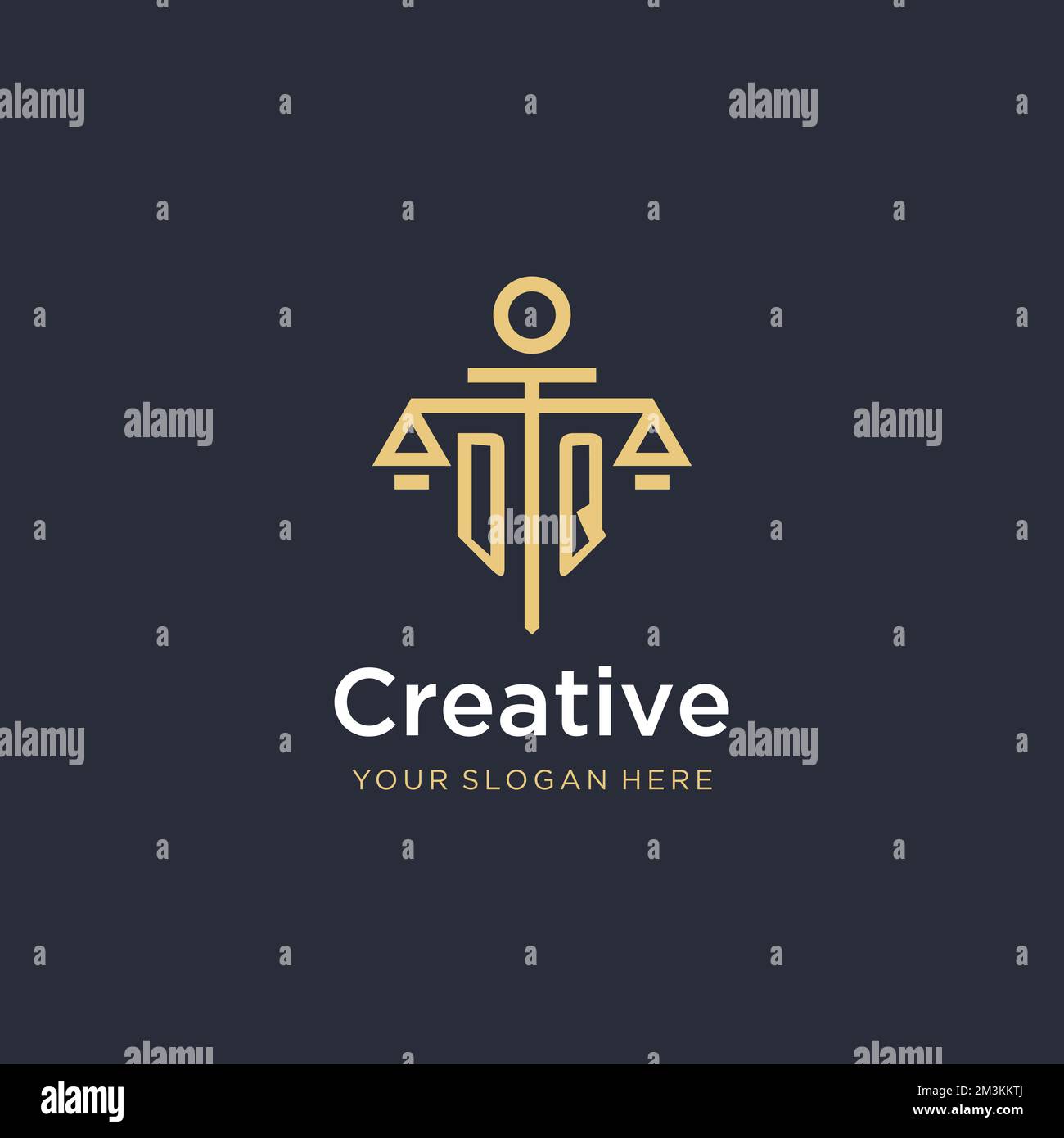 DQ initial monogram logo with scale and pillar style design ideas Stock Vector
