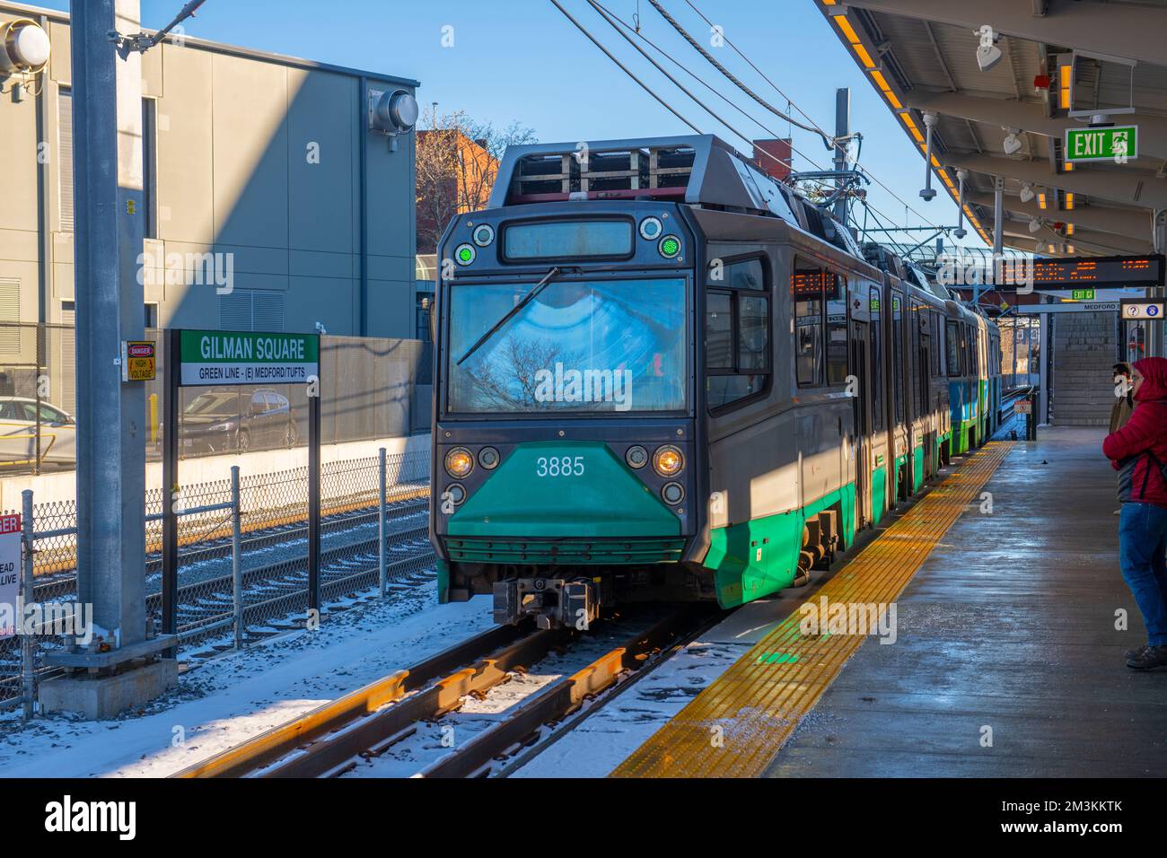 MBTA Green Line Ansaldo Breda Type 8 Train At Gilman Square Station In ...