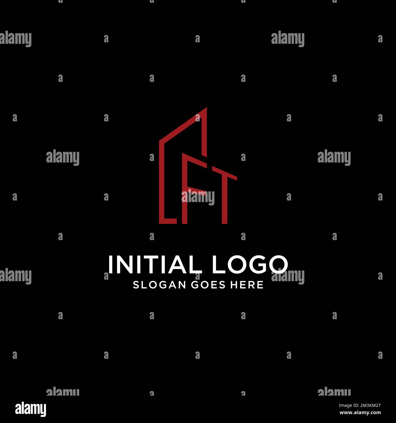 FT initial monogram with building logo design ideas Stock Vector