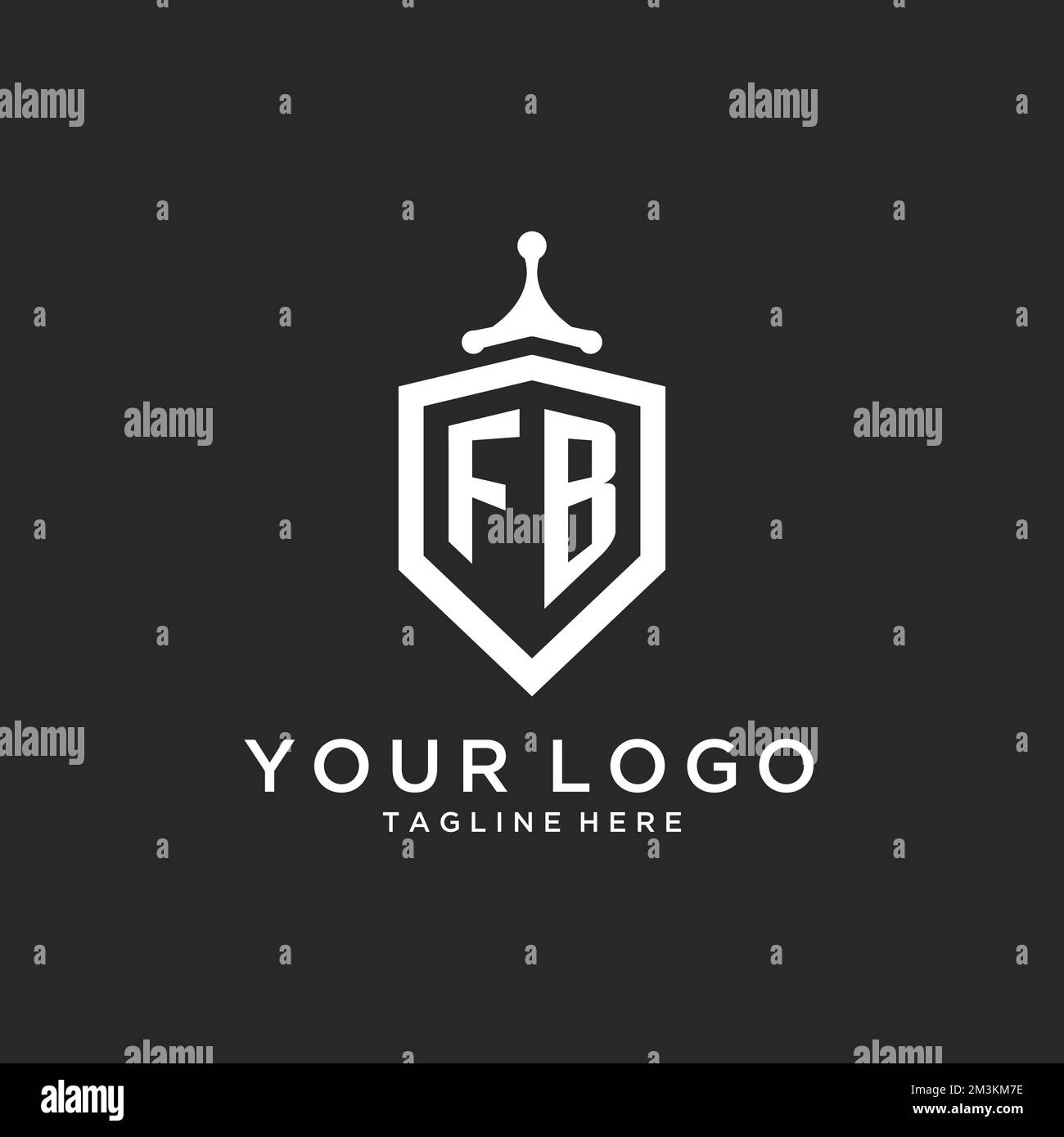 FB monogram logo initial with shield guard shape design ideas Stock Vector