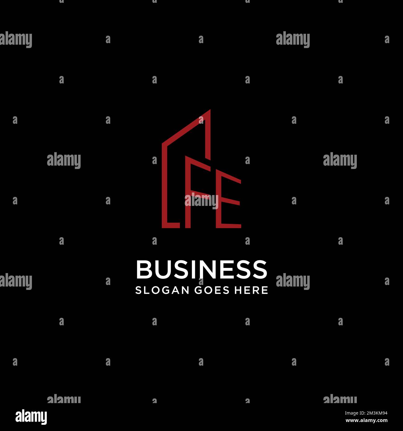 FE initial monogram with building logo design ideas Stock Vector