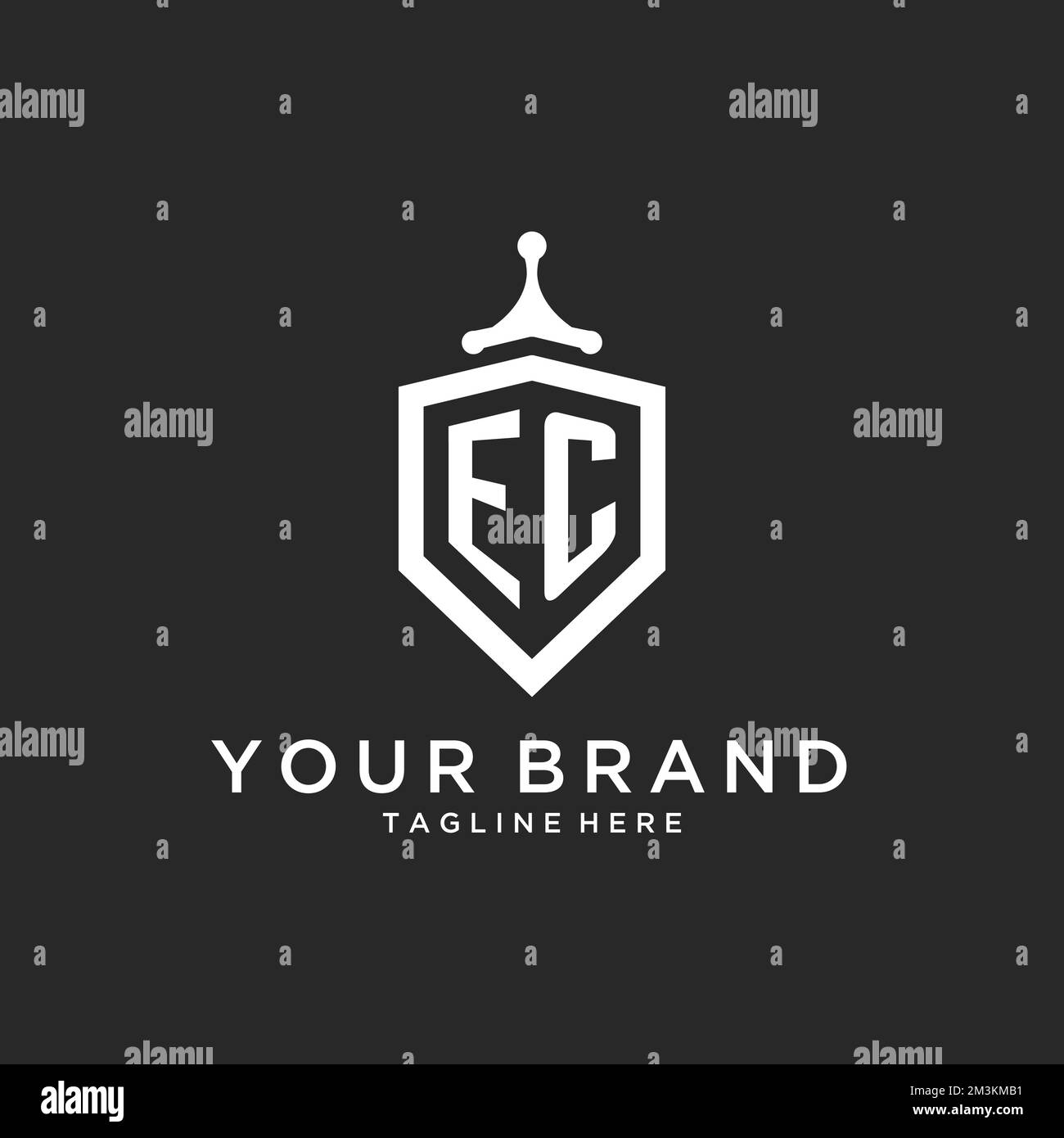 EC monogram logo initial with shield guard shape design ideas Stock Vector