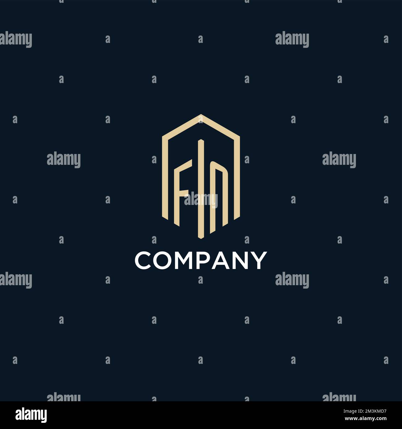 FN initial monogram logo with hexagonal shape style, real estate logo design ideas inspiration vector Stock Vector