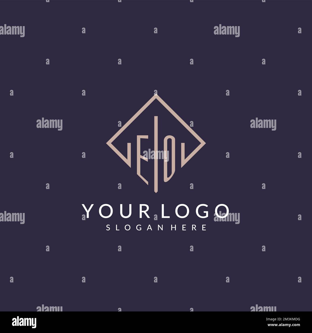 EO initial monogram logo with rectangle style design ideas Stock Vector