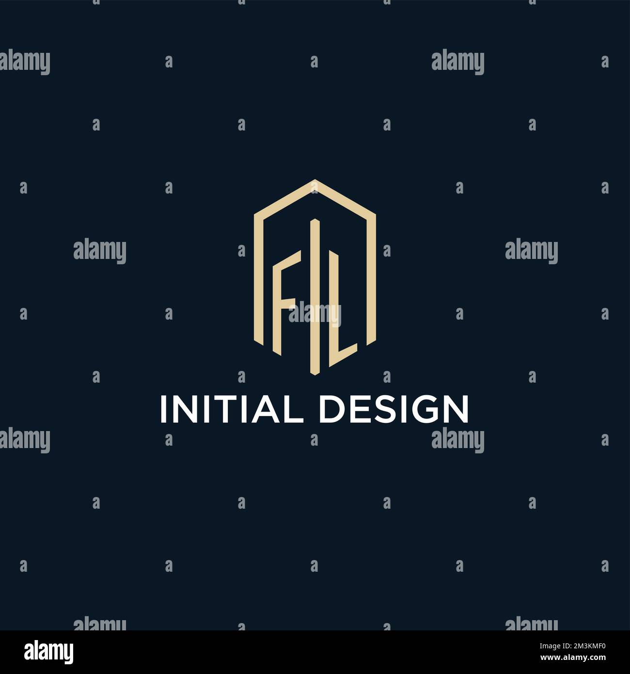 FL initial monogram logo with hexagonal shape style, real estate logo design ideas inspiration vector Stock Vector